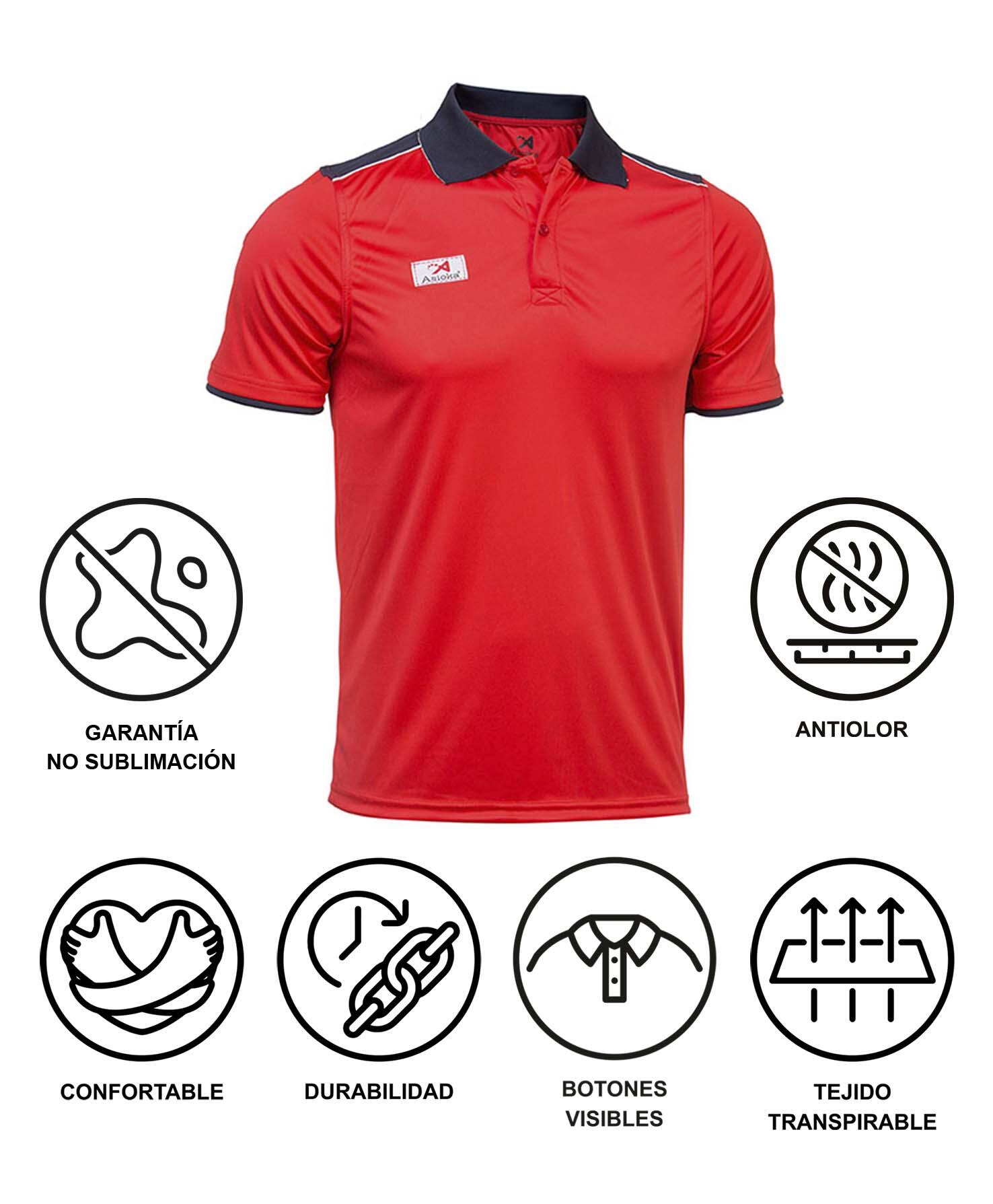 Polo de Homem da Padel Manga Curta Asioka PARIS Vermelho 100% Poliéster 6/7