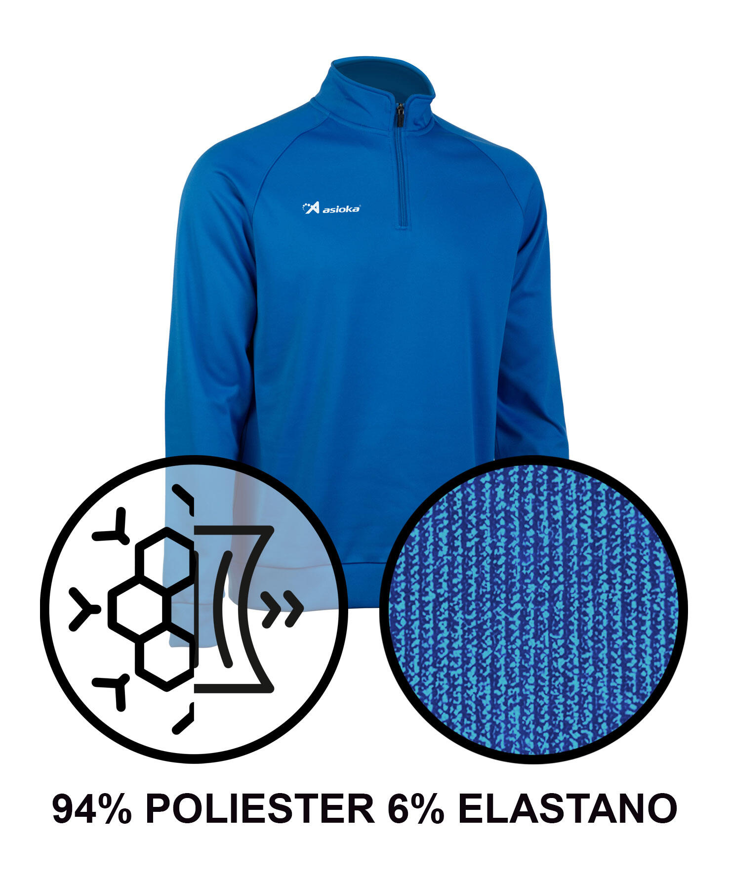 Sudadera de fútbol Adulto 1/2 cremallera Asioka BERLIN royal. 5/7