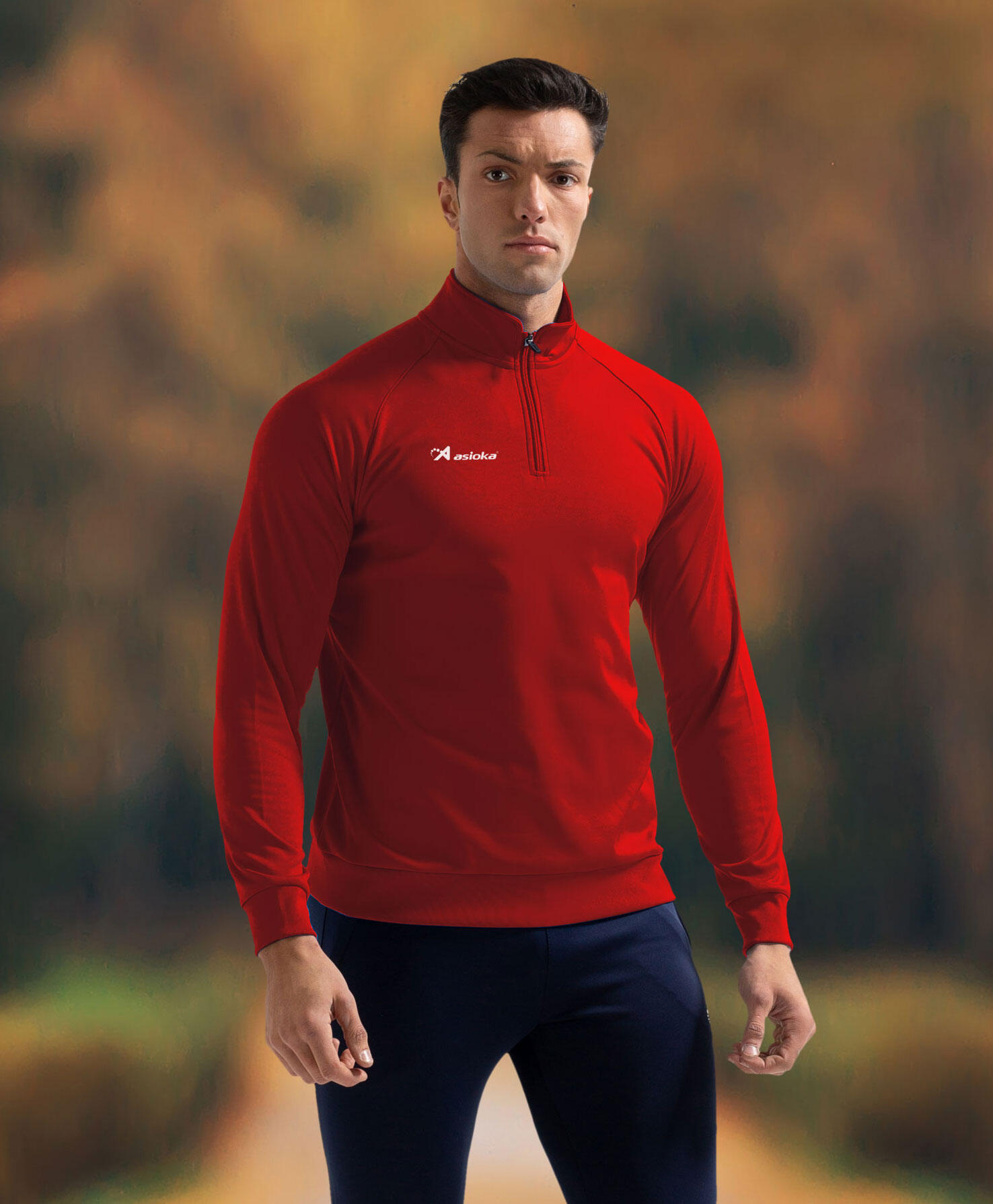Sweatshirt de futebol para adulto Asioka BERLIN com fecho até meio vermelho. 3/7