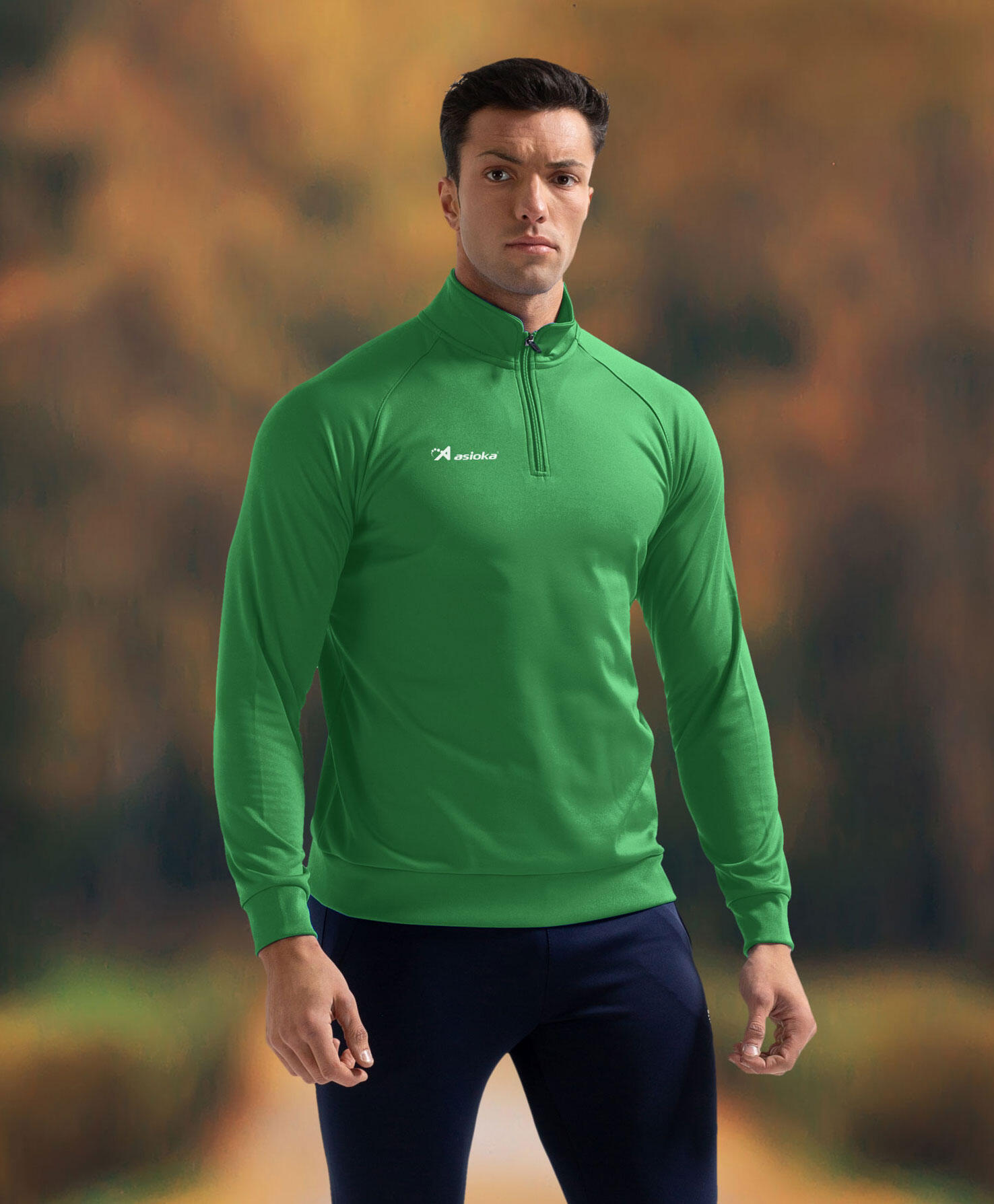Sudadera de fútbol Adulto 1/2 cremallera Asioka BERLIN Verde. 3/7