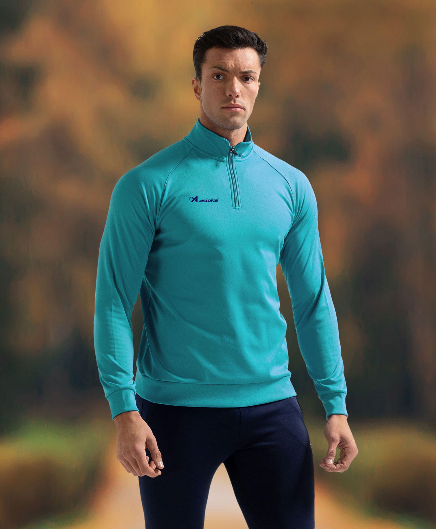 Sudadera de fútbol Adulto 1/2 cremallera Asioka BERLIN Turquesa. 3/7