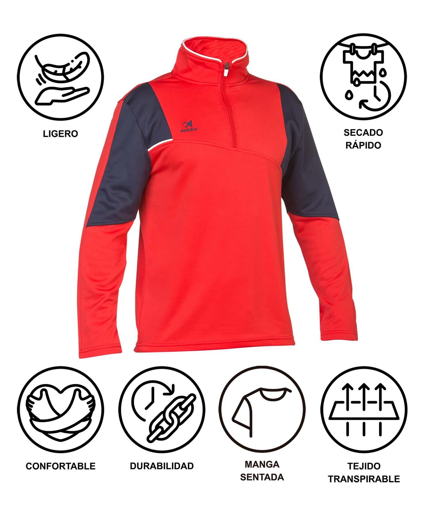 Sudadera de fútbol Adulto 1/2 cremallera Asioka PARIS rojo y marino. 5/6