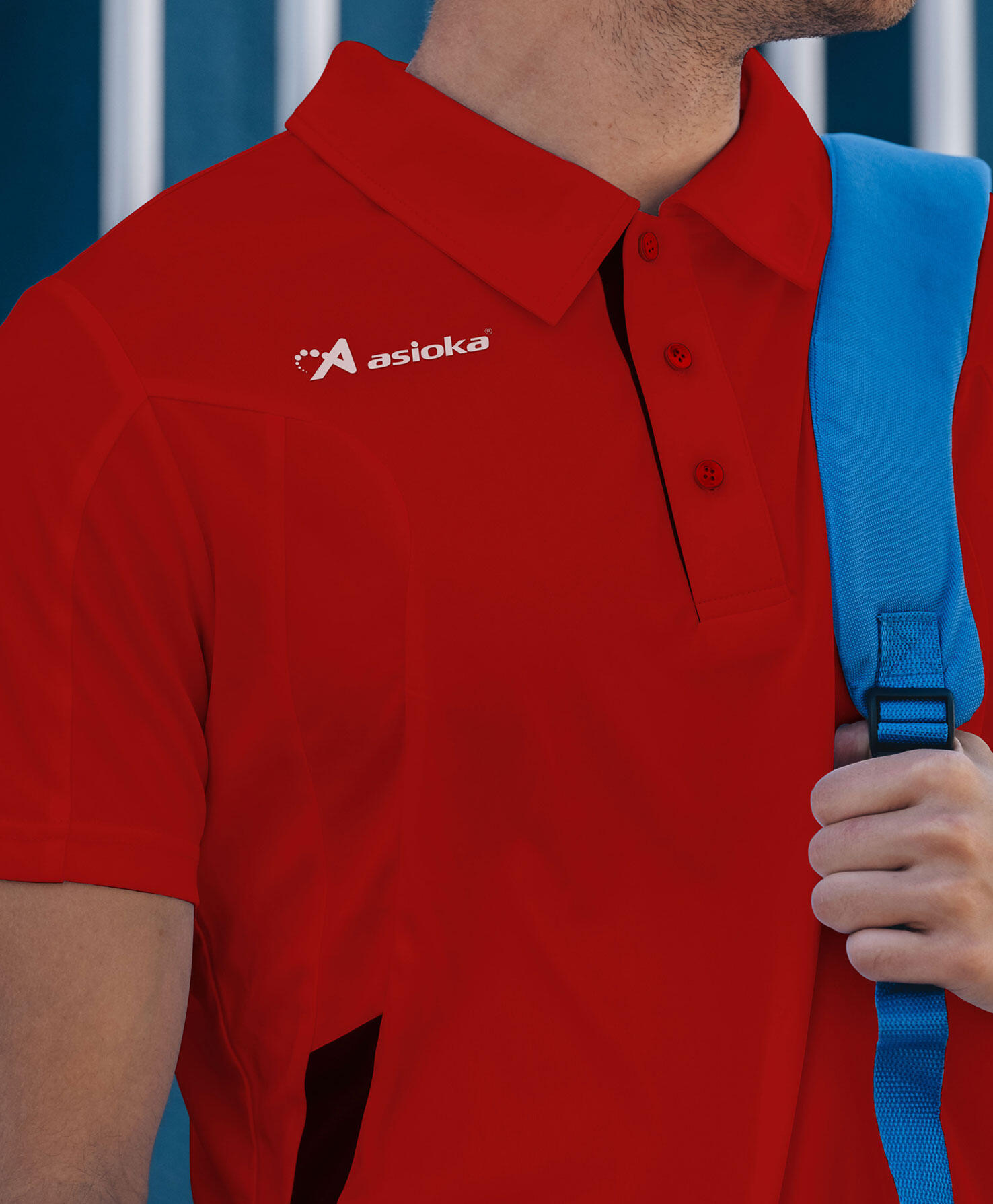 Polo de Homem da Padel Manga Curta Asioka BERLIN Vermelho 100% Poliéster 2/7