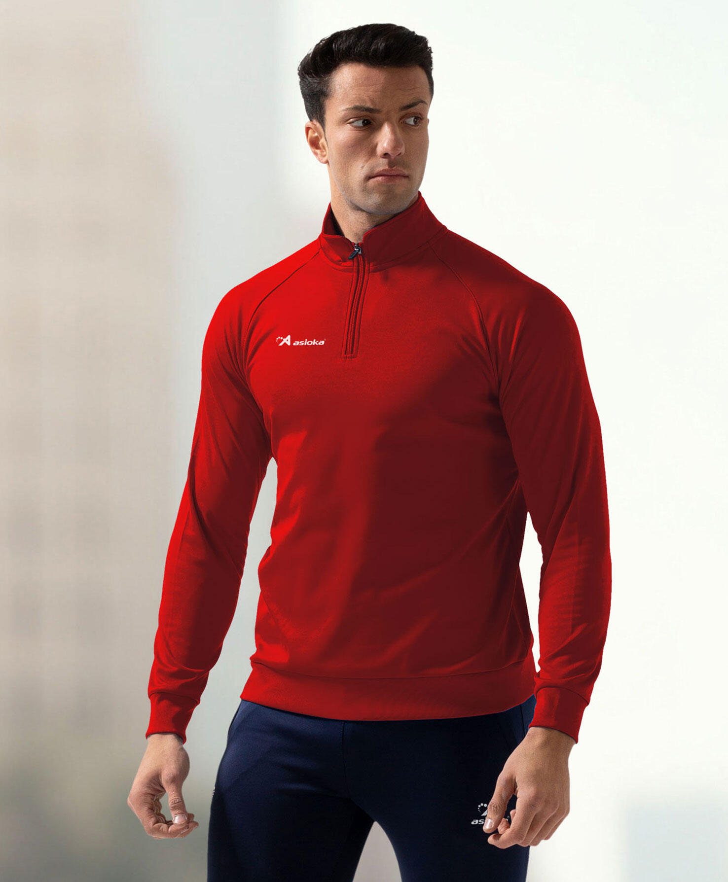 Sweatshirt de futebol para adulto Asioka BERLIN com fecho até meio vermelho. 4/7