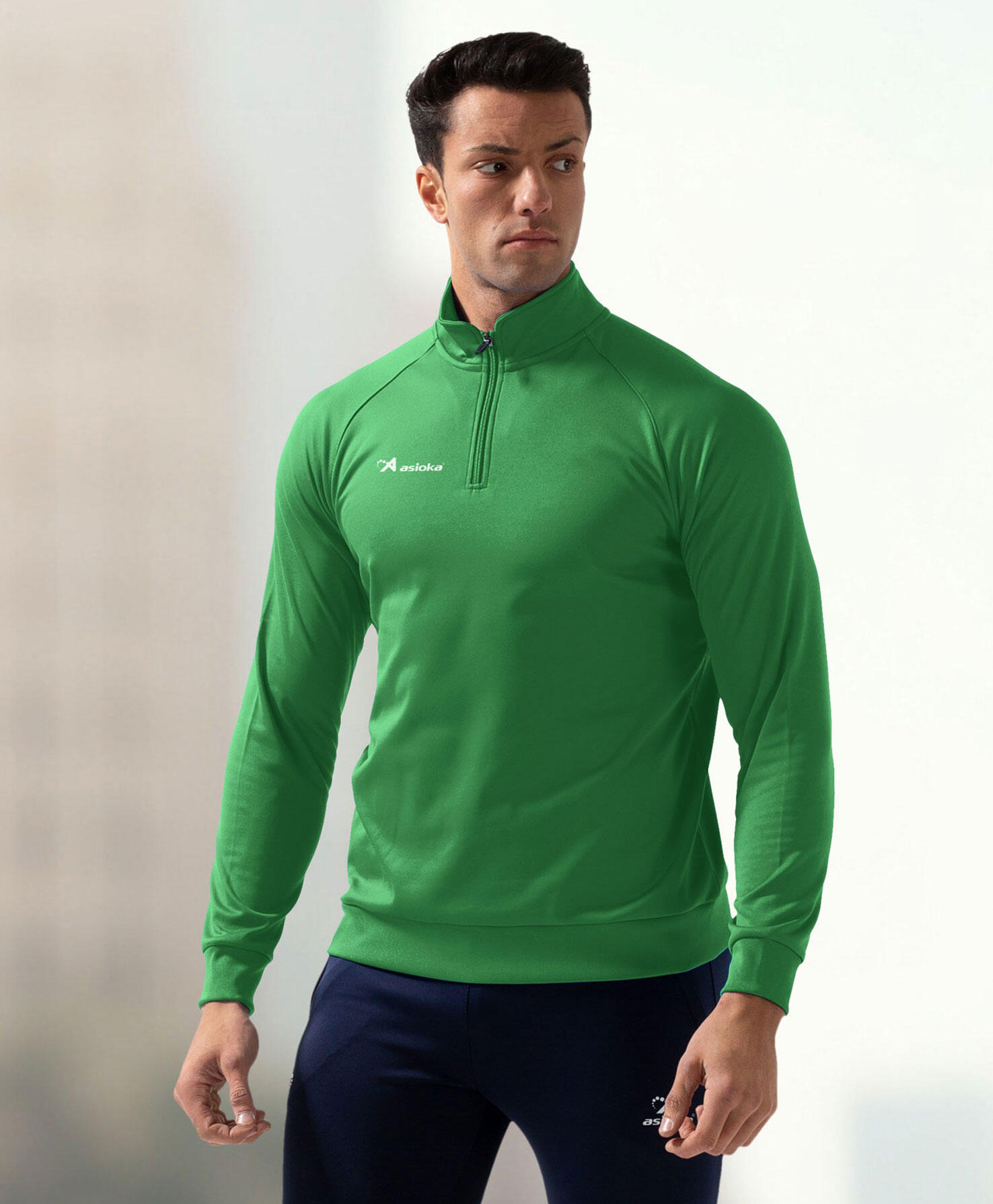 Sudadera de fútbol Adulto 1/2 cremallera Asioka BERLIN Verde. 4/7