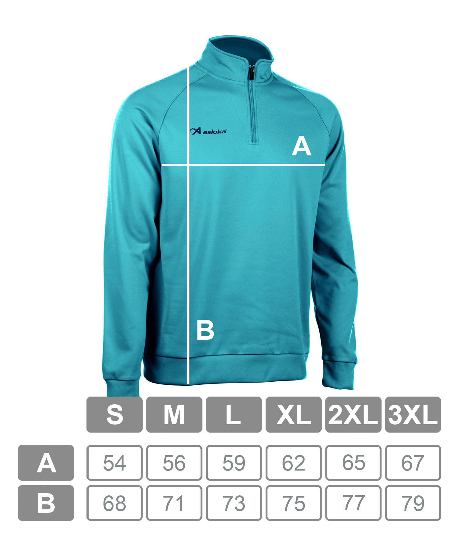 Sudadera de fútbol Adulto 1/2 cremallera Asioka BERLIN Turquesa. 7/7
