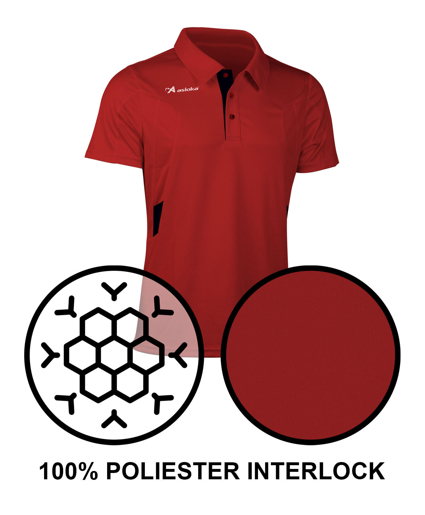 Polo de Homem da Padel Manga Curta Asioka BERLIN Vermelho 100% Poliéster 5/7