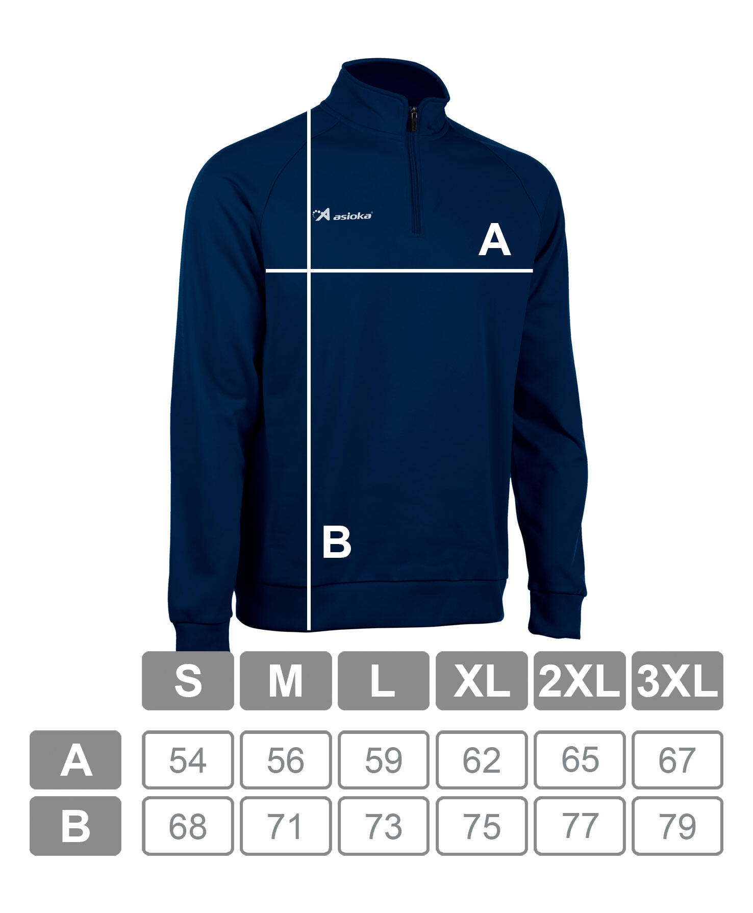 Sudadera de fútbol Adulto 1/2 cremallera Asioka BERLIN marino. 7/7