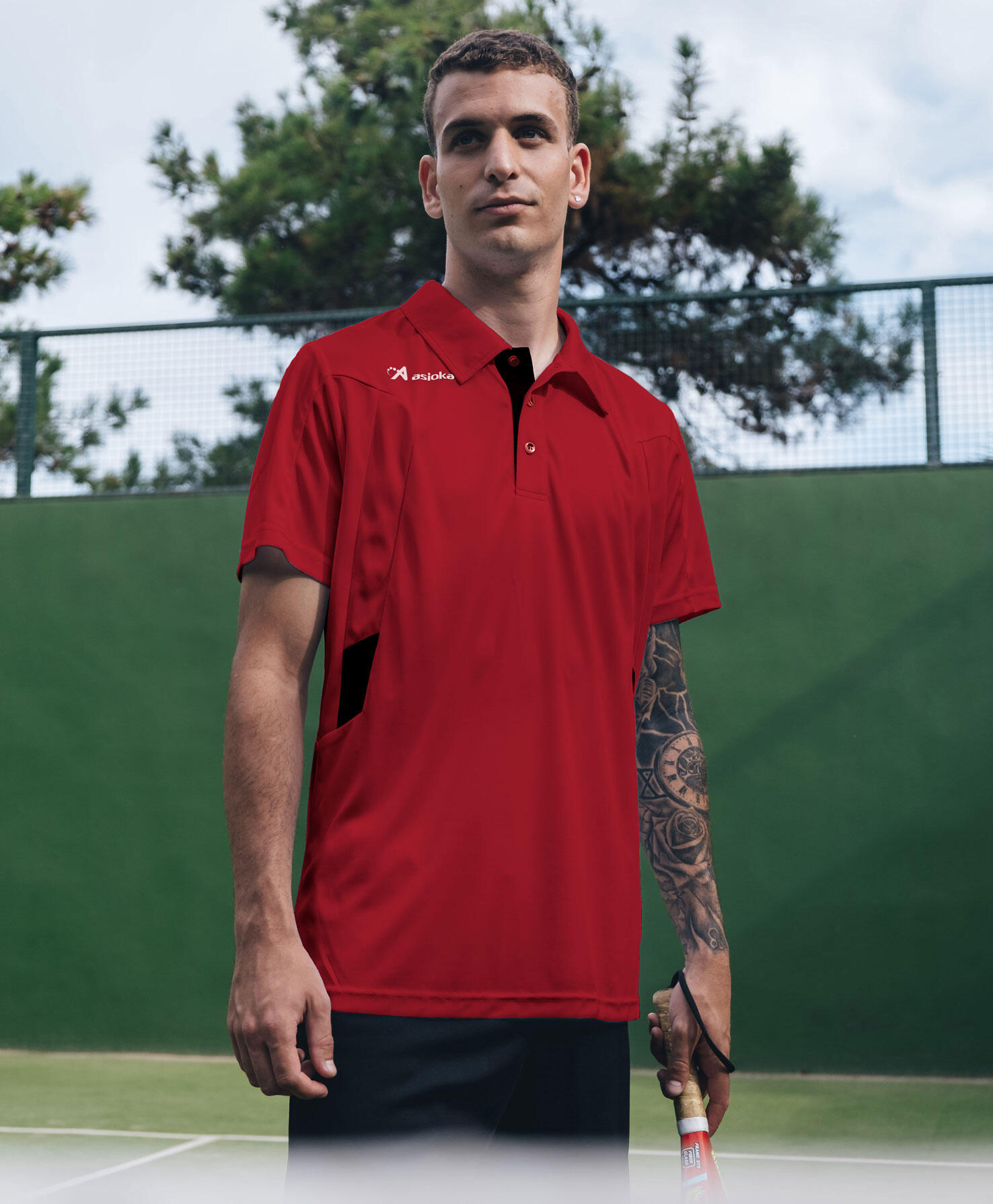 Polo de Homem da Padel Manga Curta Asioka BERLIN Vermelho 100% Poliéster 4/7