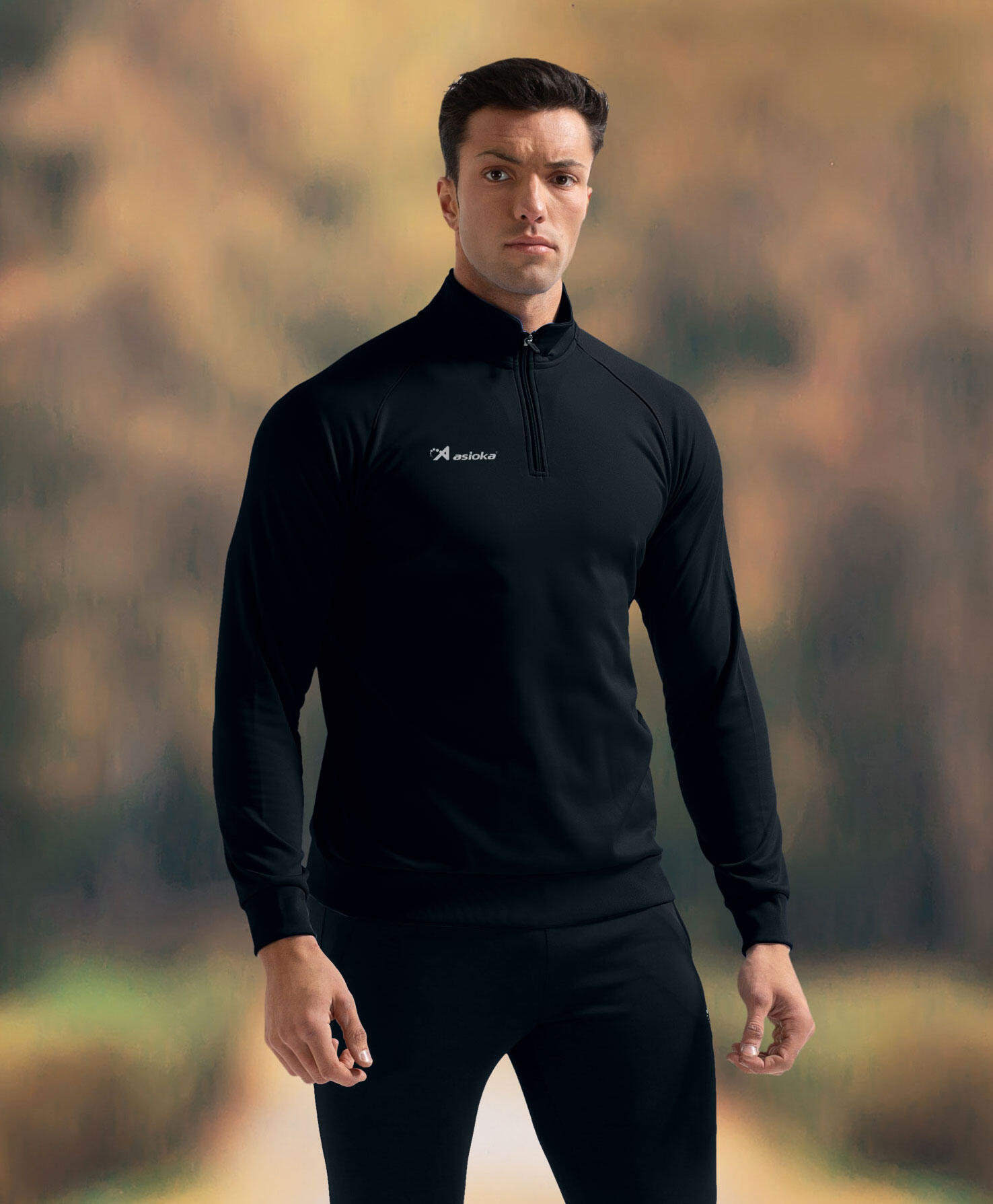Sudadera de fútbol Adulto 1/2 cremallera Asioka BERLIN negro. 3/7