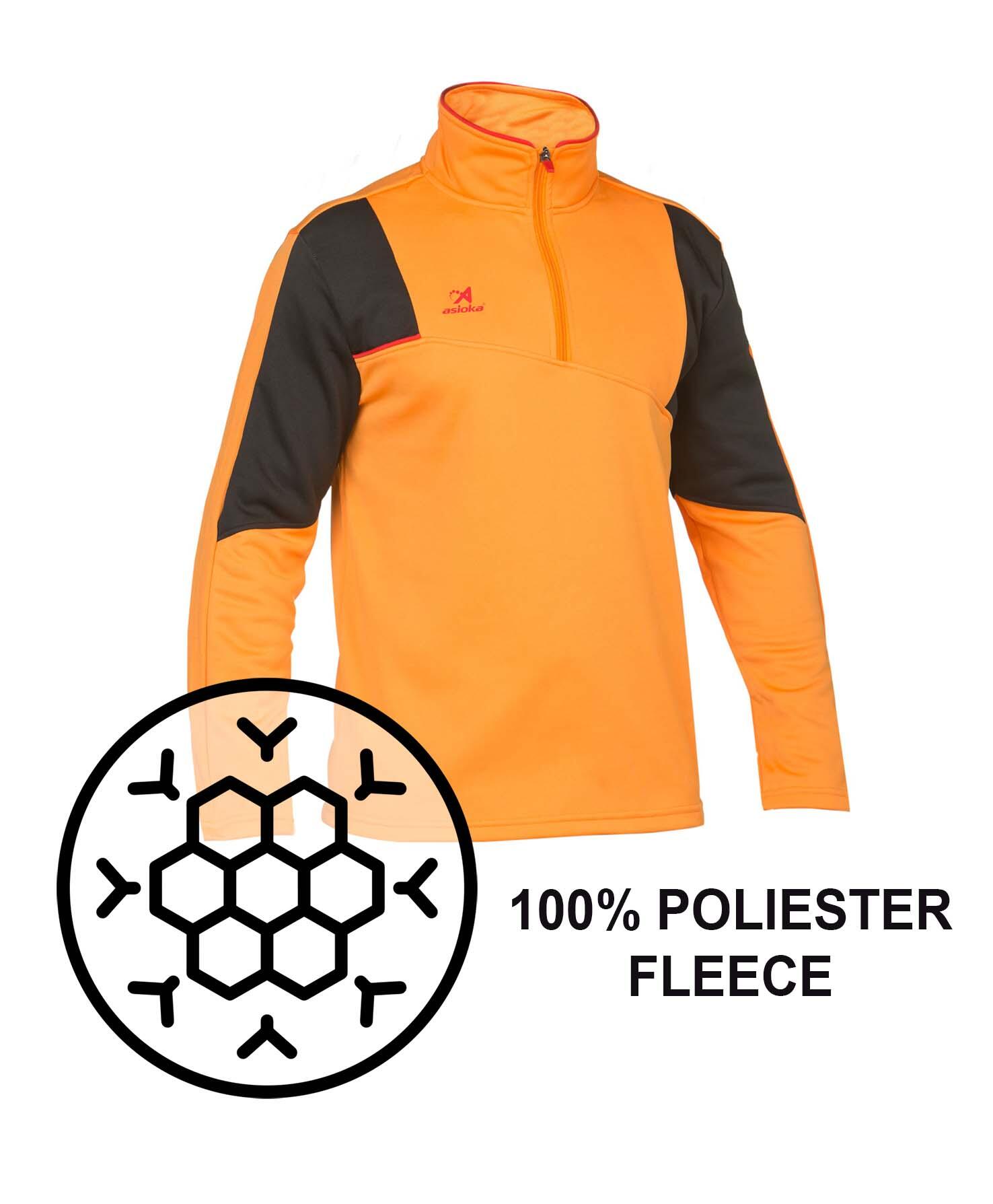 Sudadera de fútbol Adulto 1/2 cremallera Asioka PARIS naranja y negro. 4/6