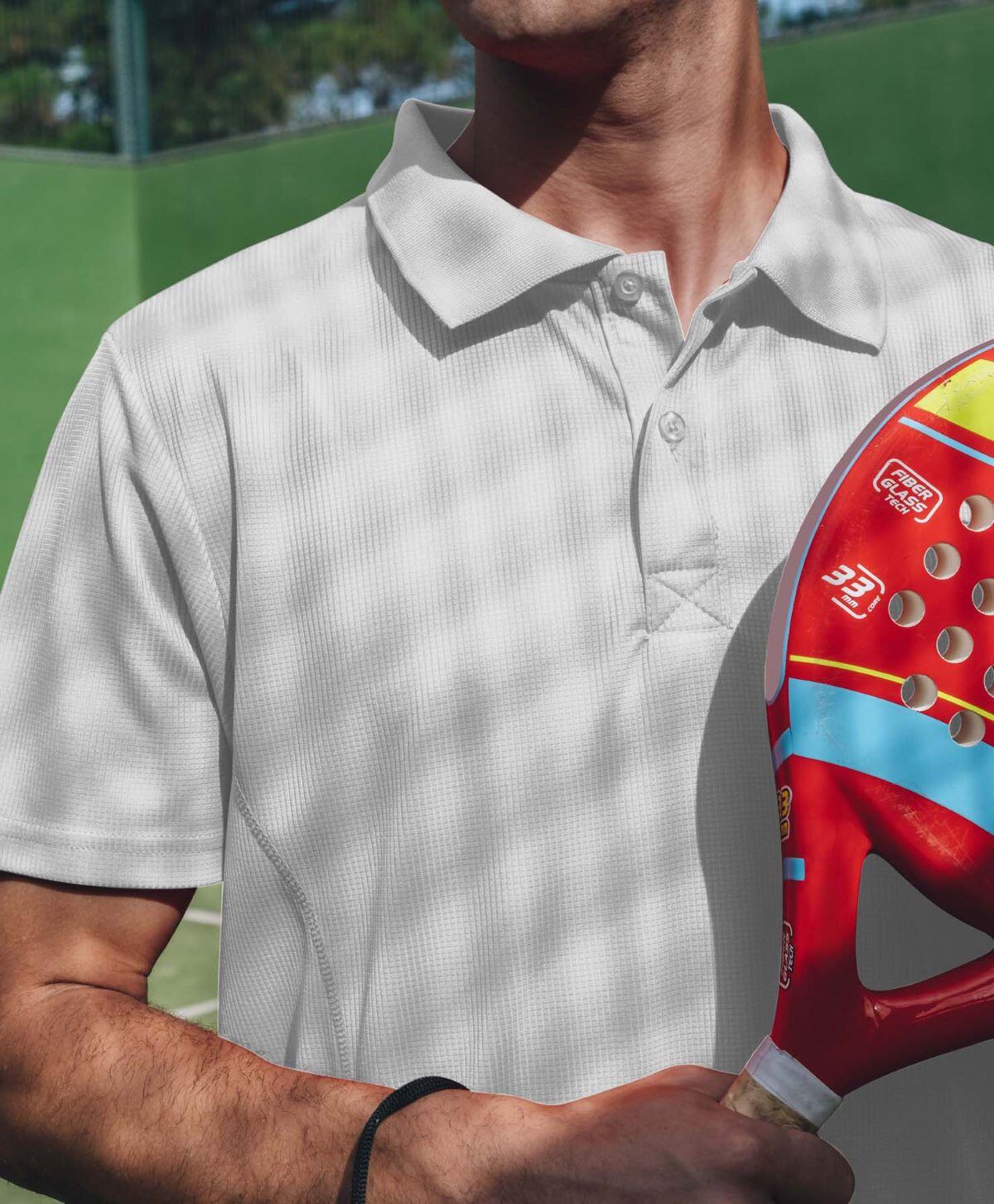 Polo de Homem da Padel Manga Curta Asioka ALTEA Branco 100% Poliéster 3/7