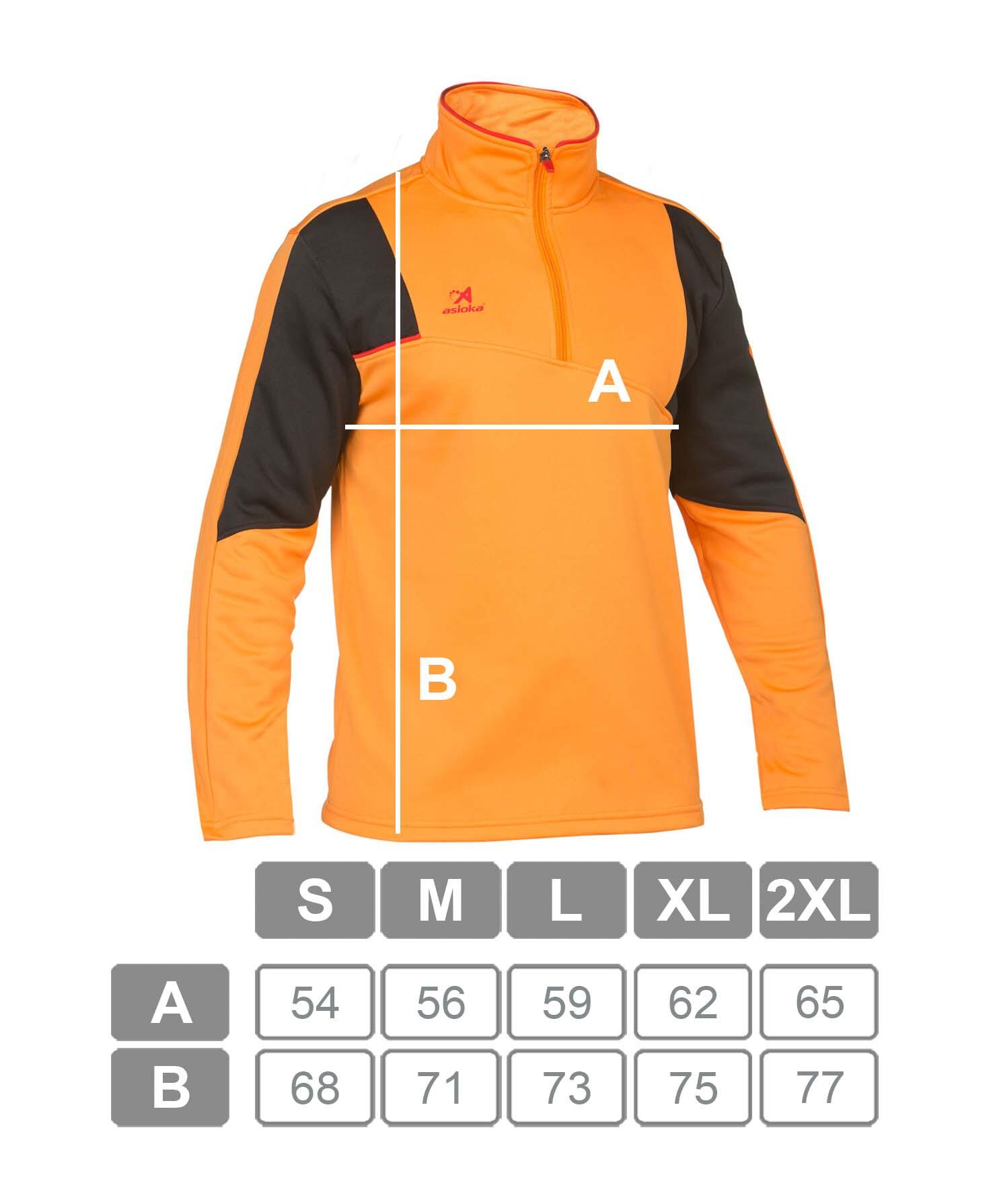 Sudadera de fútbol Adulto 1/2 cremallera Asioka PARIS naranja y negro. 6/6