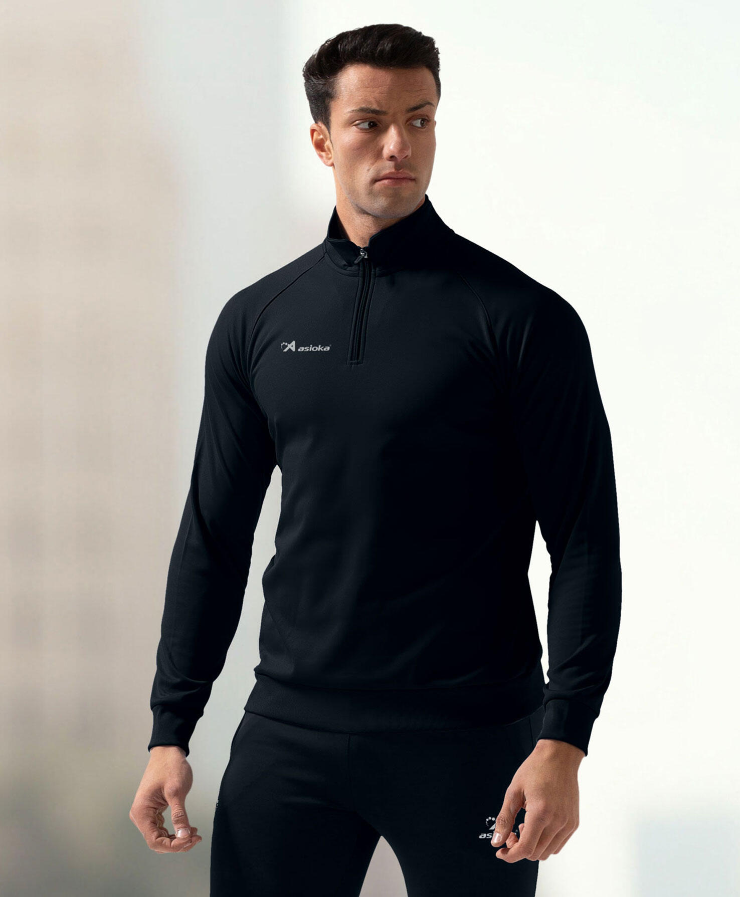 Sudadera de fútbol Adulto 1/2 cremallera Asioka BERLIN negro. 4/7