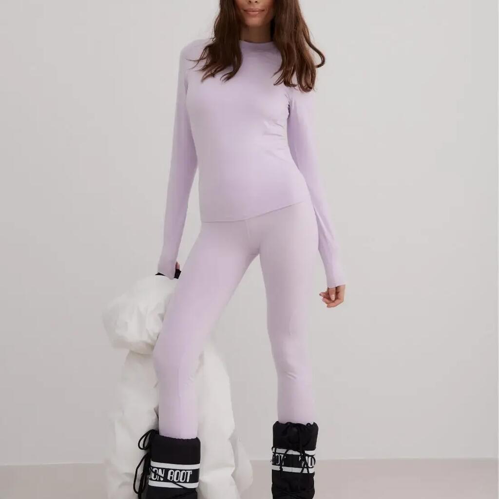 Women's Tights High-Waisted Moisture-Wicking Baselayer Pale Lavender Purple