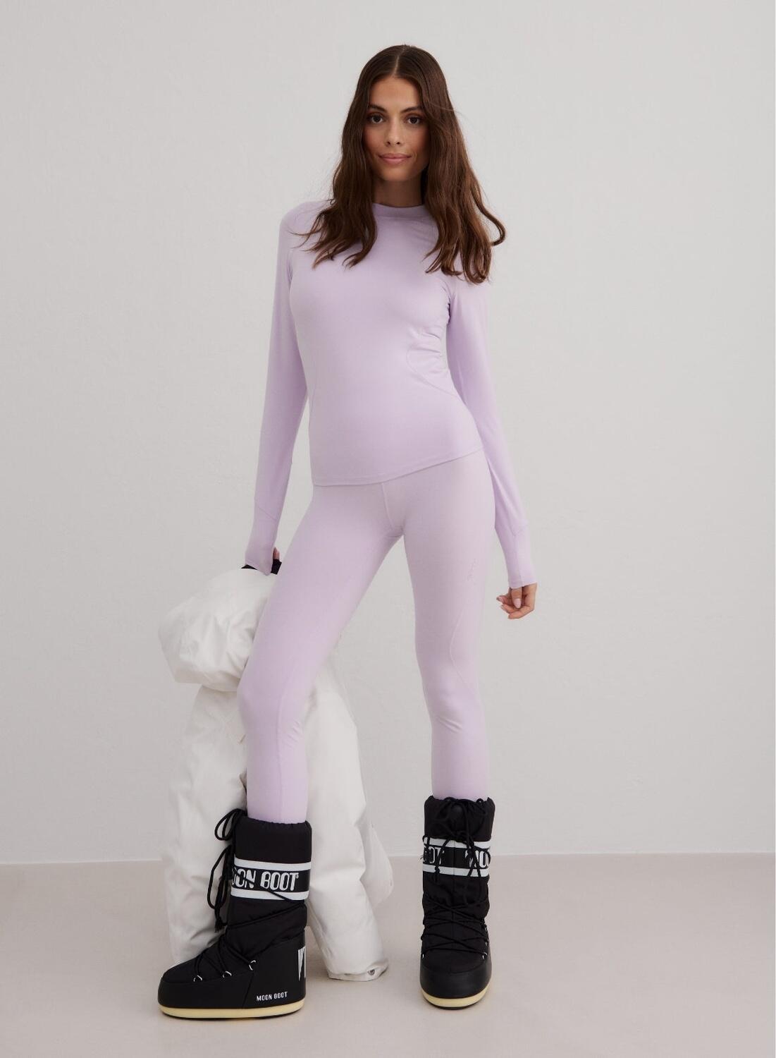 IWOLLENCE Set Intimo Termico Donna - Maglia E Leggings Invernali In Pile Costina - Strato Di Base Caldo E Morbido - Pigiama O Abbigliamento Sportivo Per Il Freddo