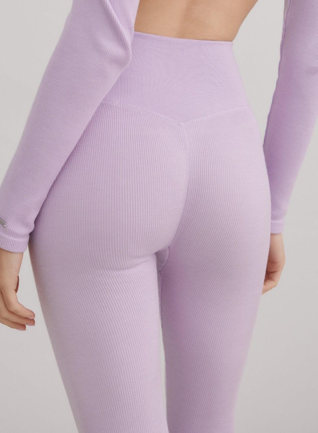 Mujer Leggings de Lana Acanalado Termorregulador Lila Claro 4/4