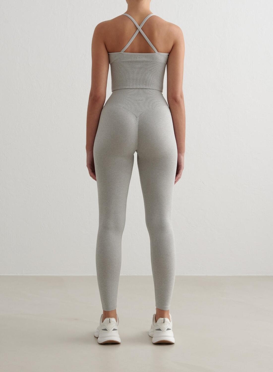 Femme Leggings Sans Couture Gris Mélangé 2/6