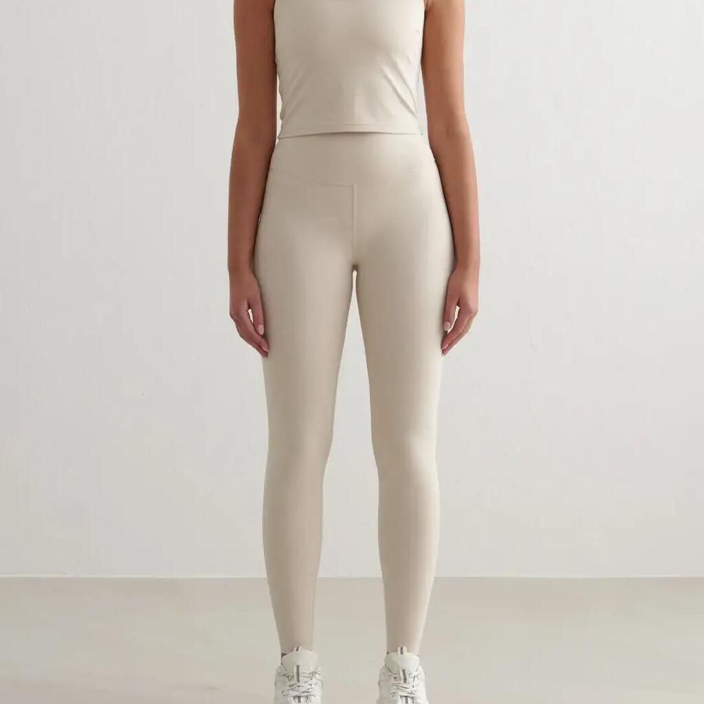 Women's Training Tights High-Waisted Pocket Sculpting Fit Beige