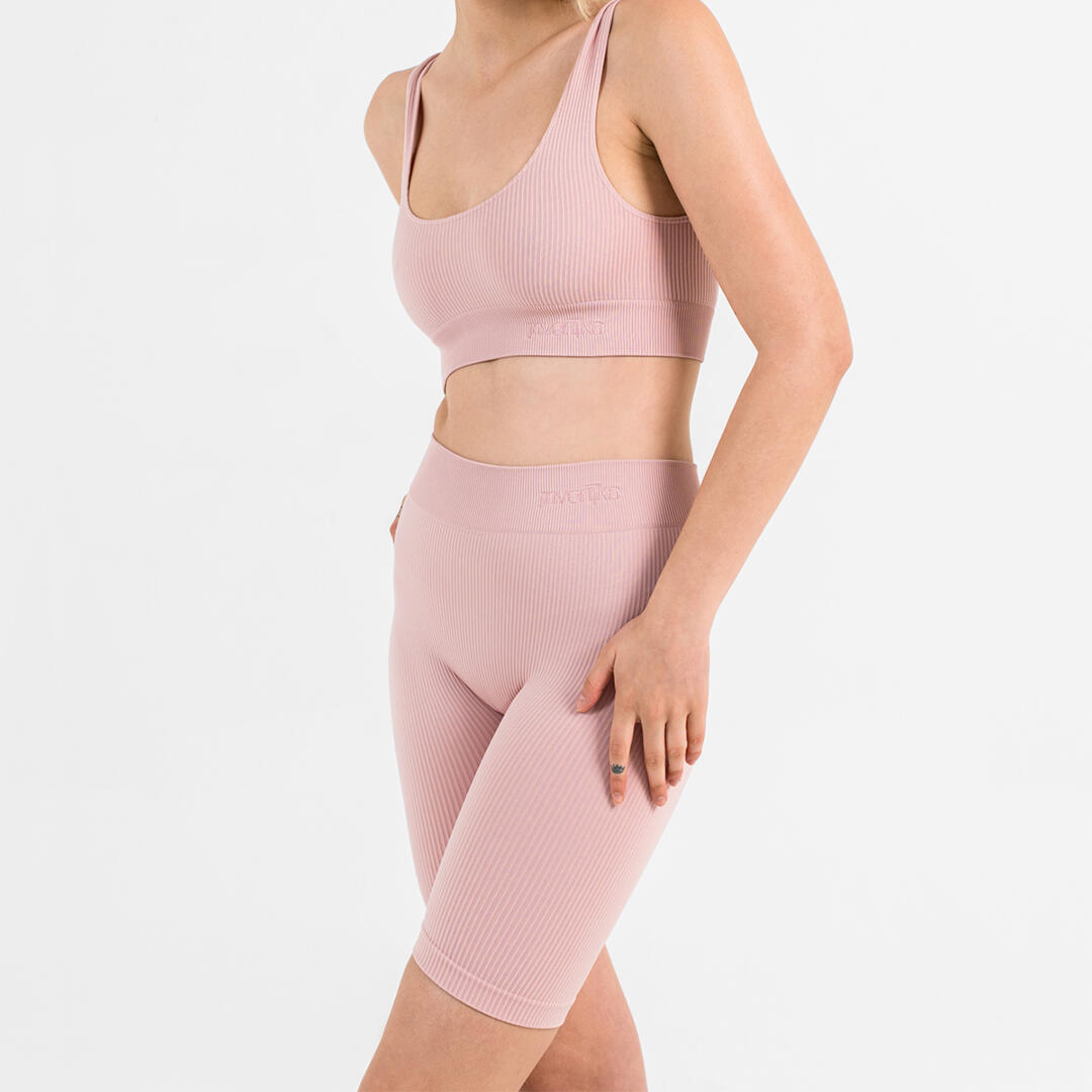 Bikers donna vita alta push up senza cuciture allenamento e tempo libero Rose 3/5