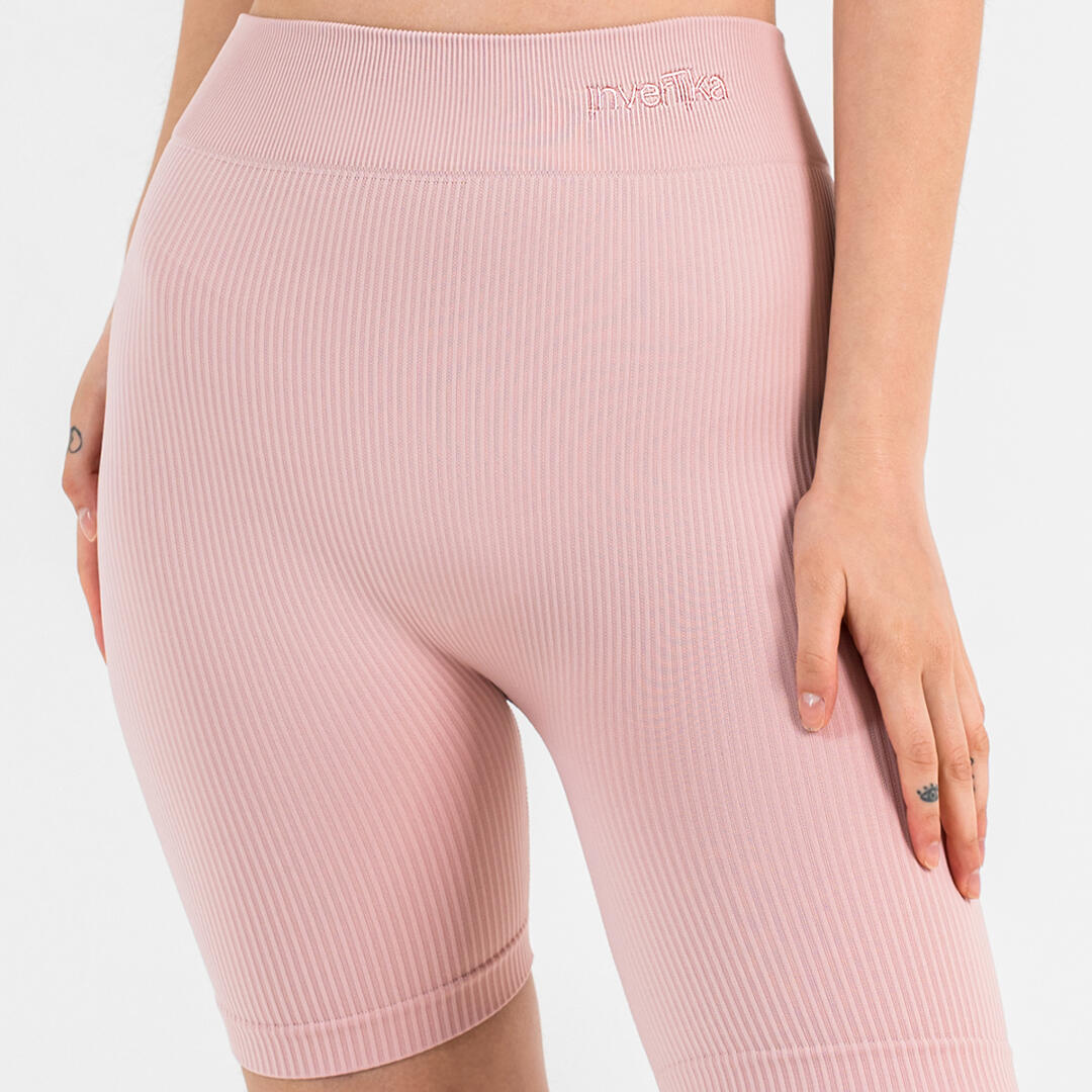 Bikers donna vita alta push up senza cuciture allenamento e tempo libero Rose 2/5