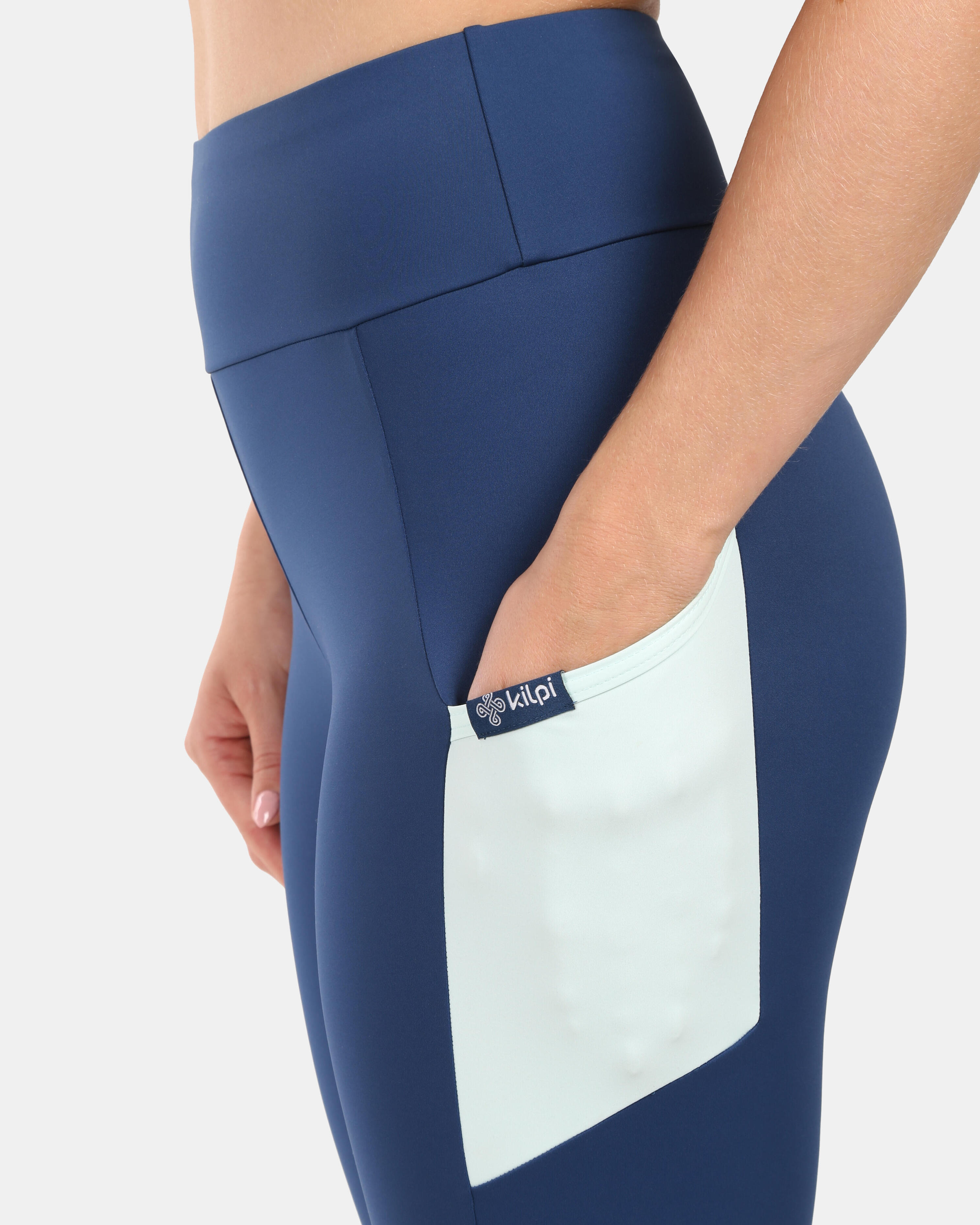 Kilpi Alexo-W Damen-Laufleggings Blau mit hohem Bund 4/6