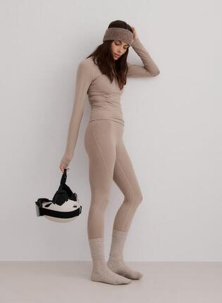 Femme Leggings de Base Évacuation humidité Extensibles Crème