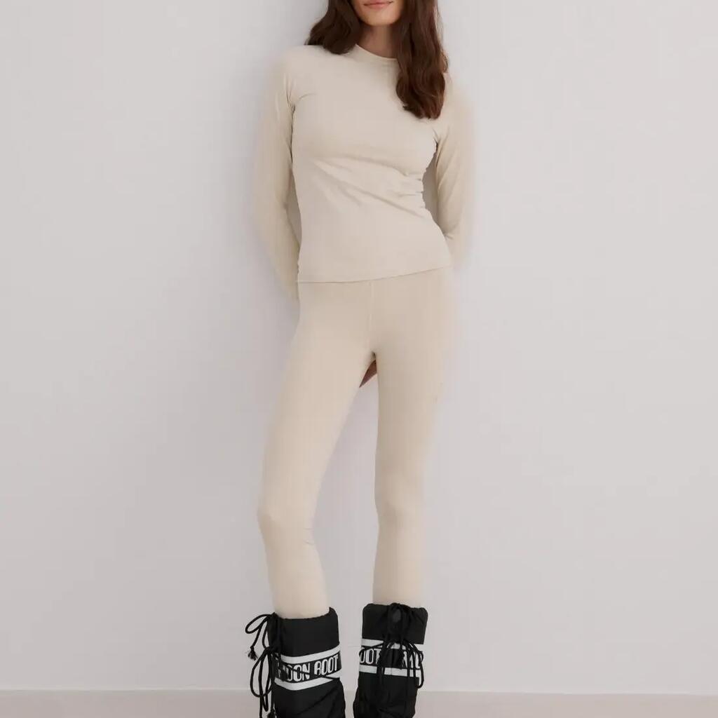 Women's Tights High-Waisted Moisture-Wicking Baselayer Café Au Lait Beige