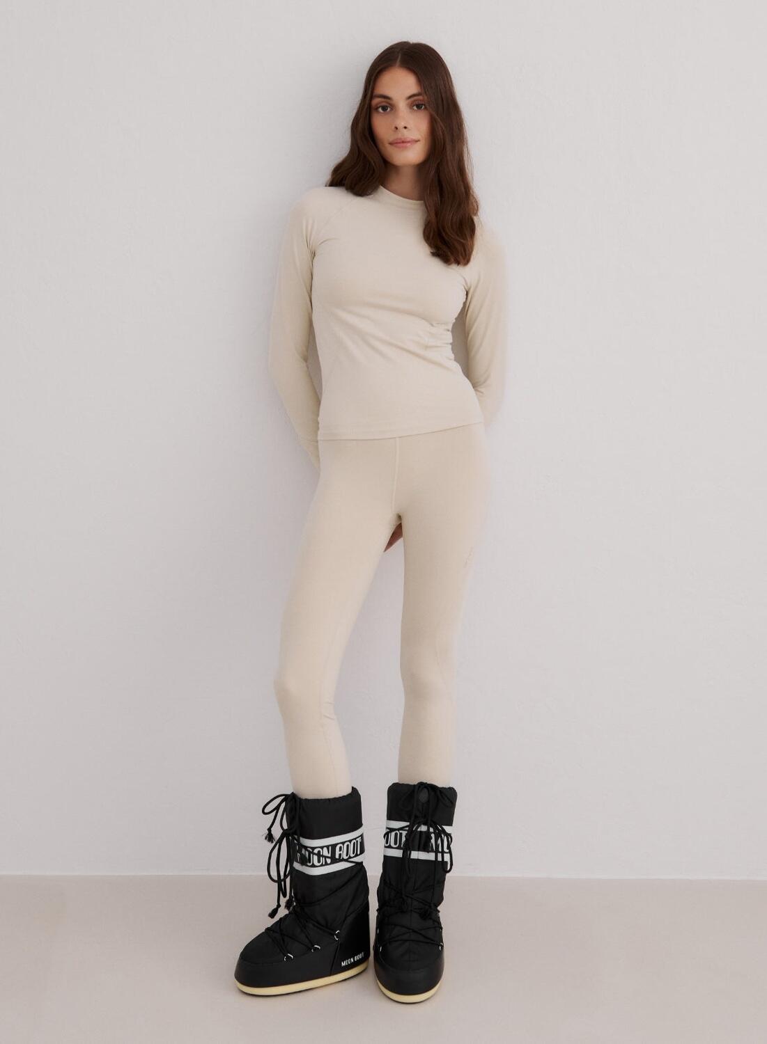 AIM'N Damen Leggings Baselayer Feuchtigkeitsableitend 4-Wege-Stretch Creme