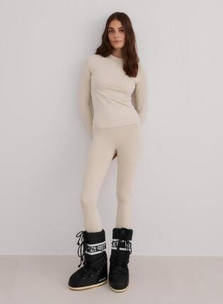 Femme Leggings de Base Évacuation humidité Extensibles Crème