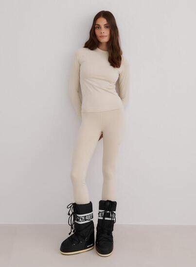 Donna Strato Base Leggings Traspirante Elasticizzata Marrone Chiaro