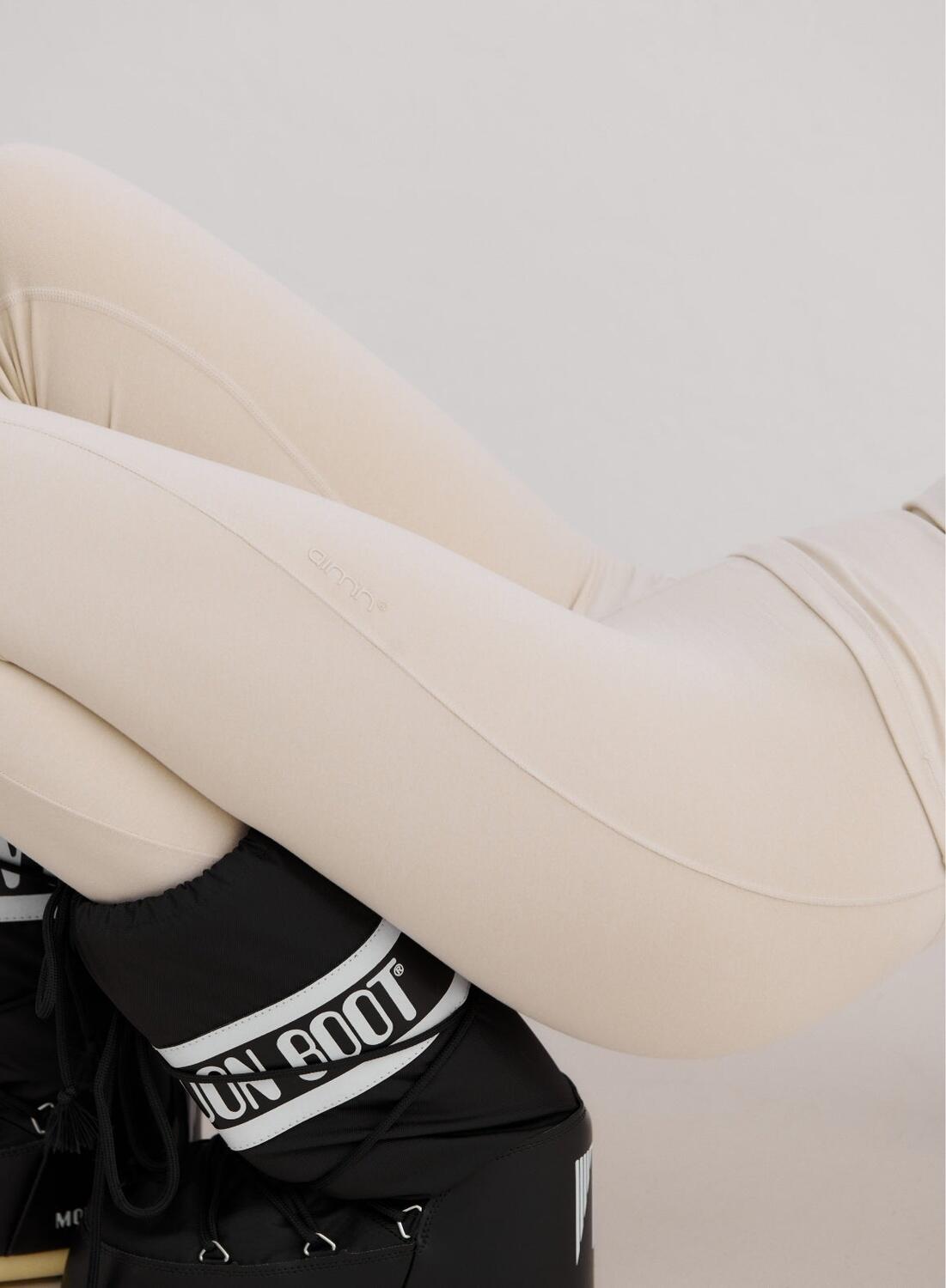 Donna Strato Base Leggings Traspirante Elasticizzata Crema 4/4