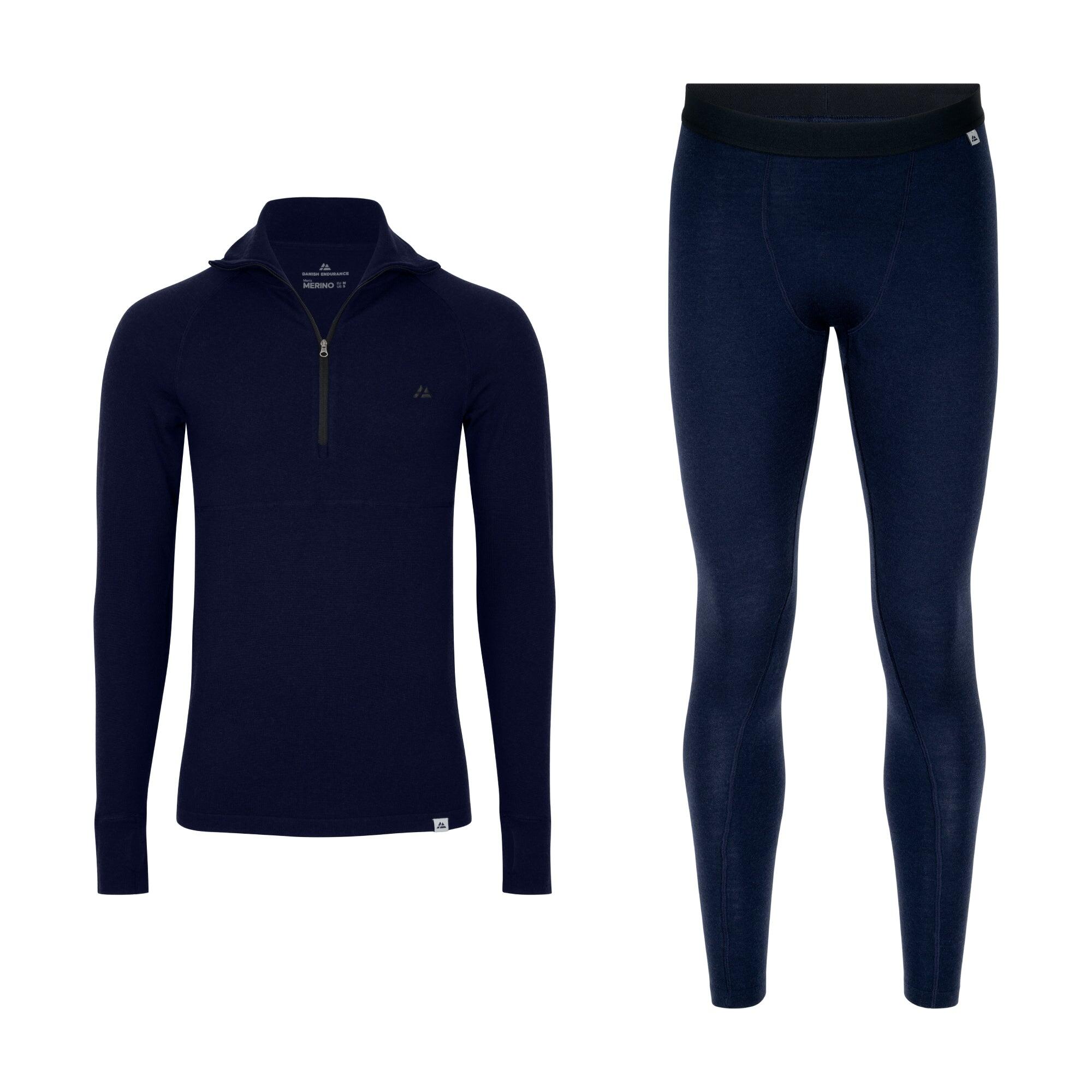 Danish Endurance - Ensemble Thermique Homme Merino Demi Fermeture Éclair 1 Pack - Chemise Manches Longues - Bleu - Decathlon