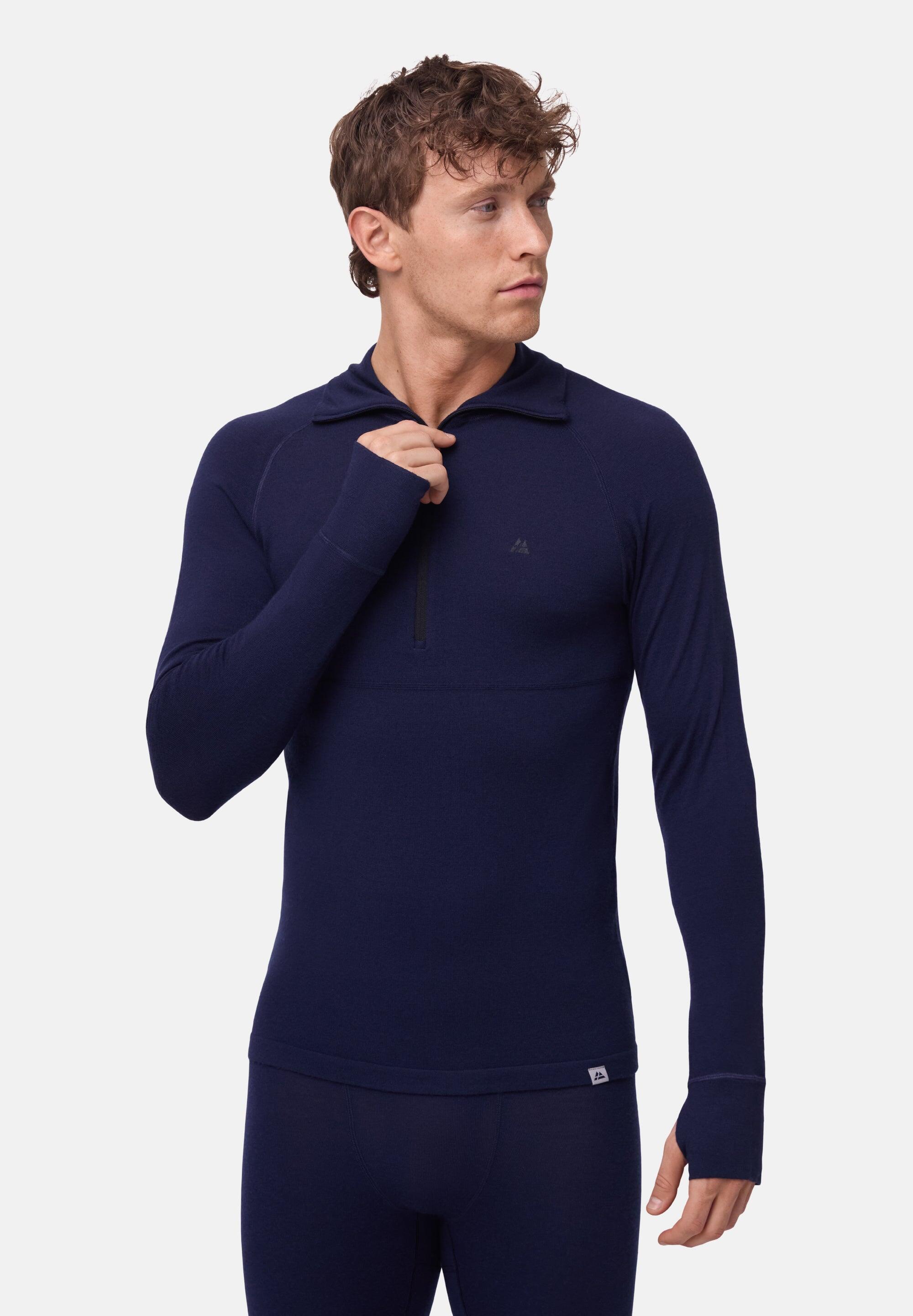 Haut Thermique Homme Mérinos Half Zip Couche de Base Chaude et Respirante 2/6
