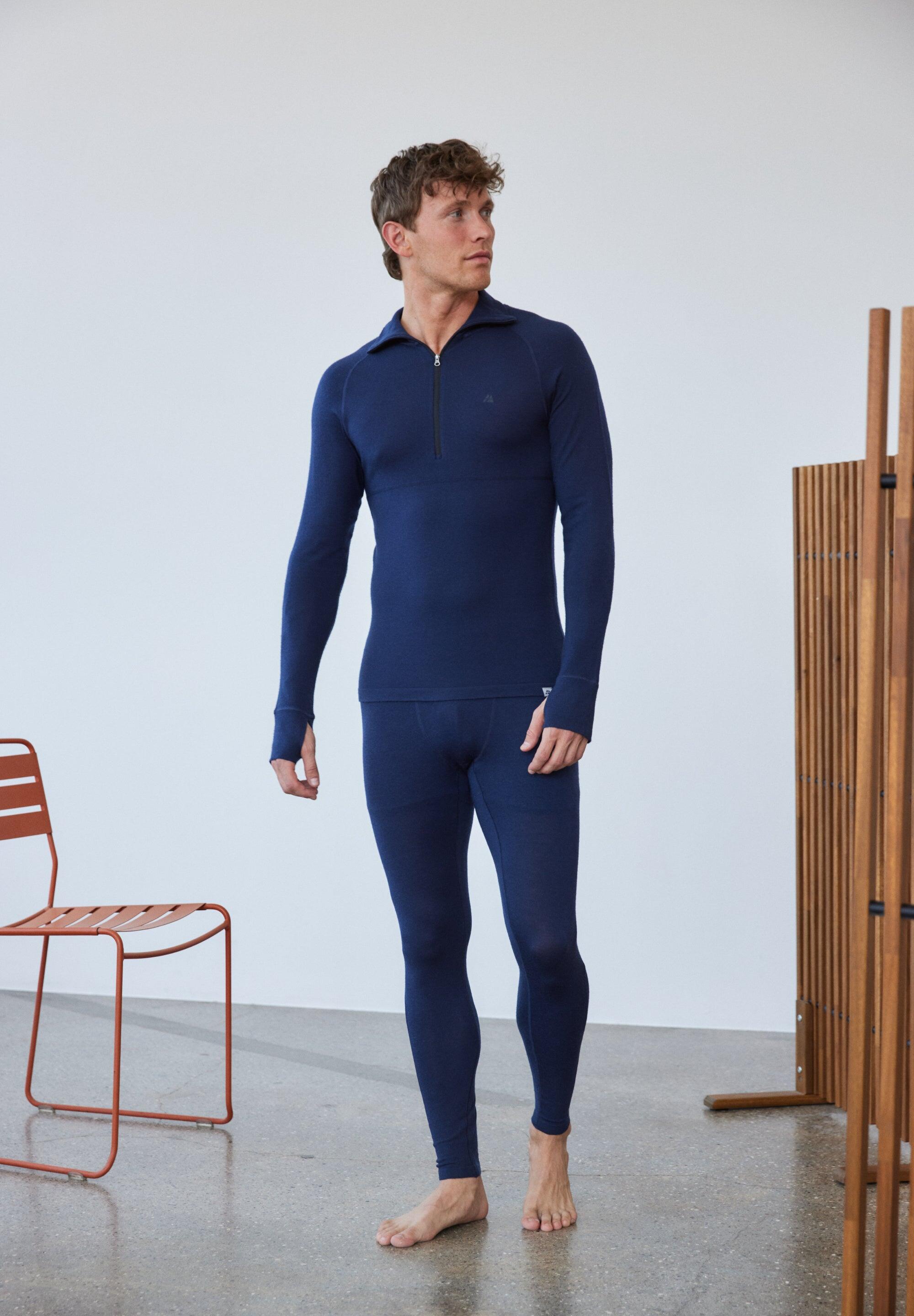 Haut Thermique Homme Mérinos Half Zip Couche de Base Chaude et Respirante 5/6
