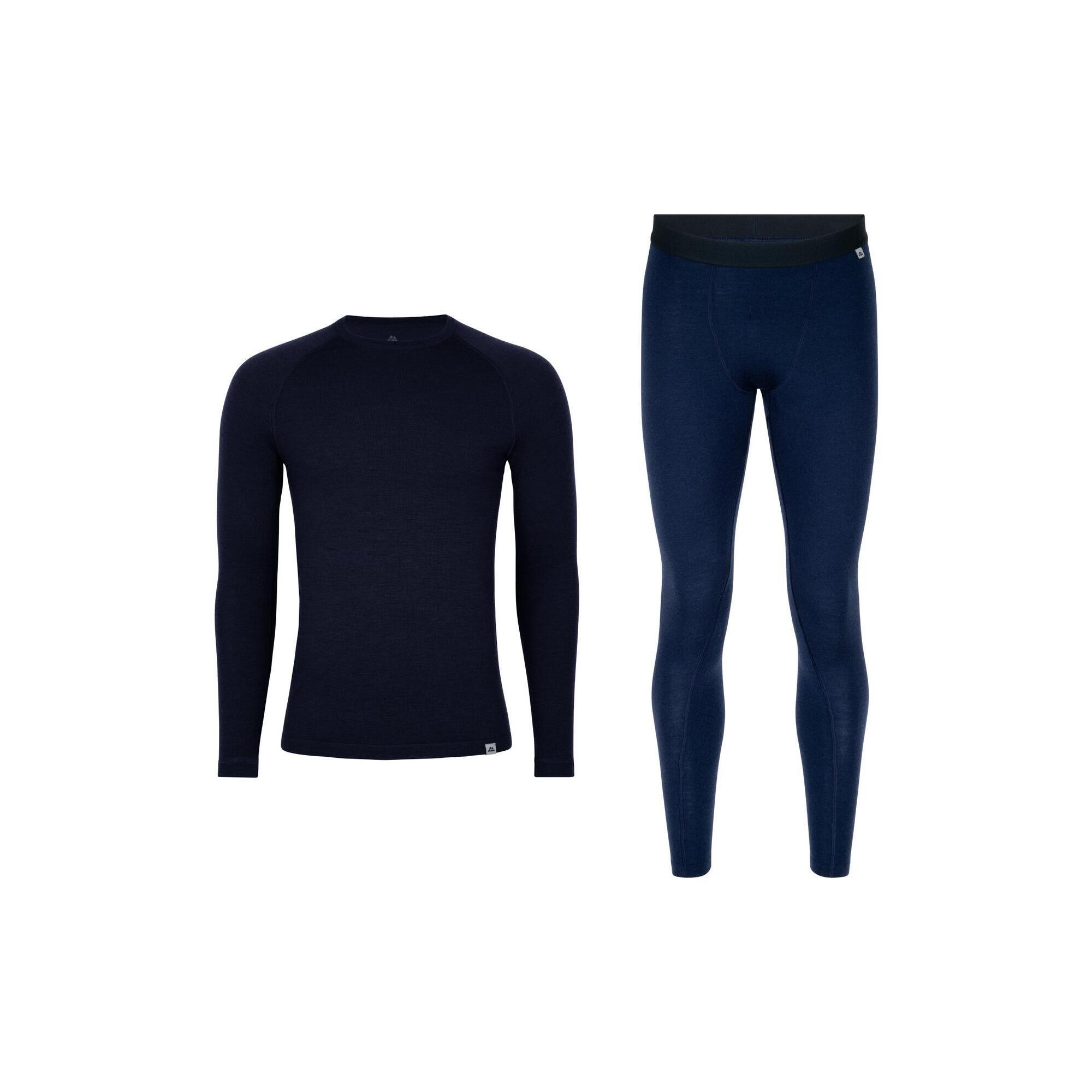Danish Endurance - Ensemble Thermique En Laine Mérinos Pour Homme Haut Et Pantalon - Chemise Manches Longues - Bleu - 46 L/xl - Decathlon