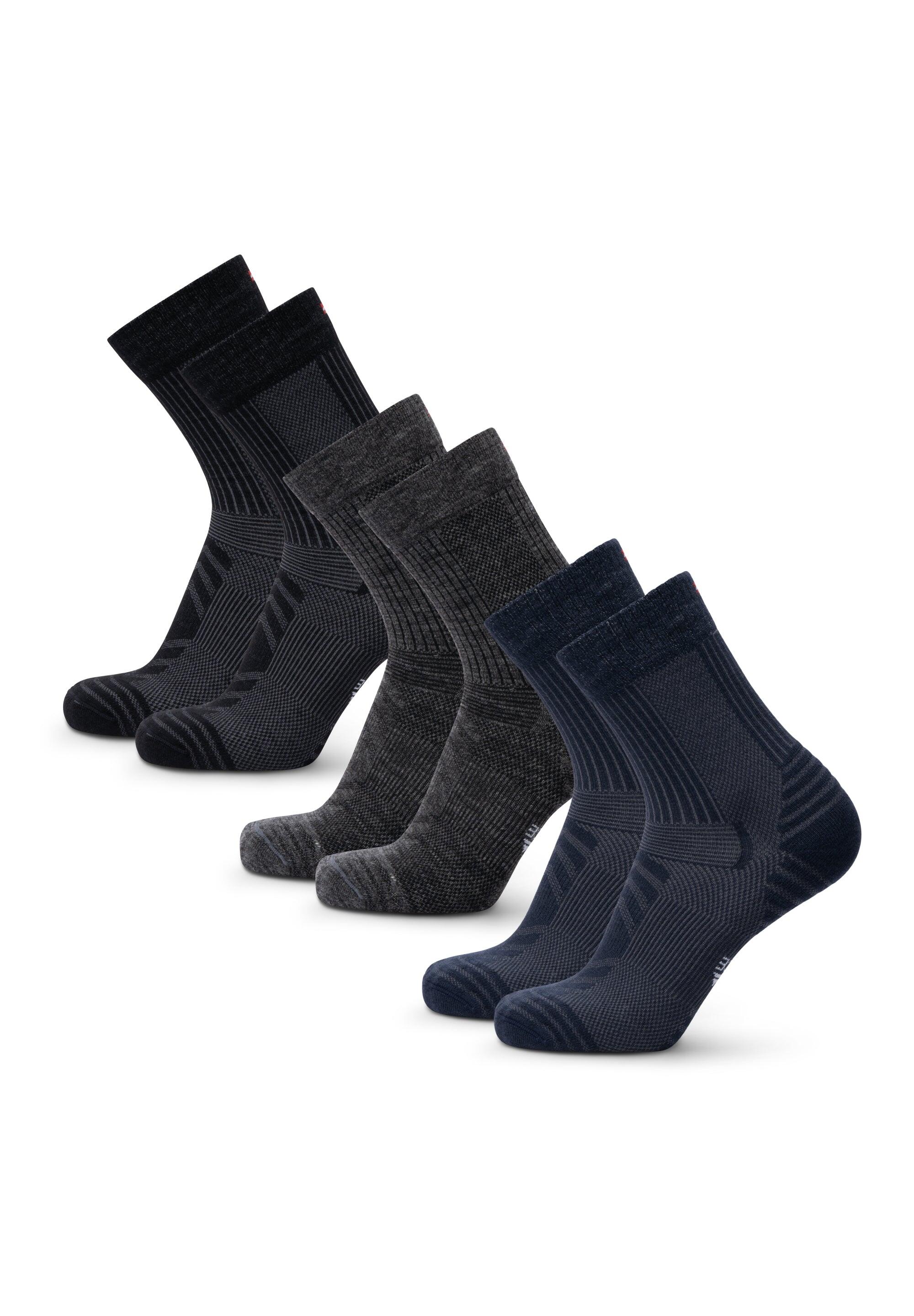 Meias de caminhada 3 pares Ligeiras em Lã Merino Respirável e Quentes 3/5