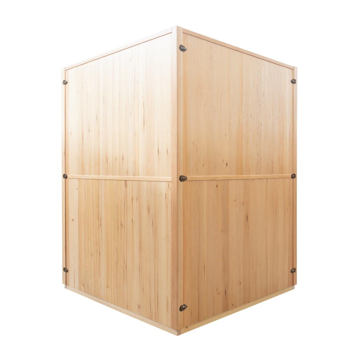 Sauna angular Zen 3/4 lugares em abeto canadense, forno Harvia incluído 5/7