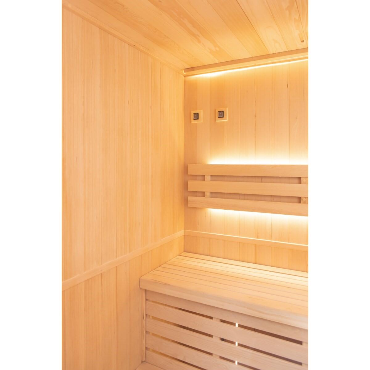 Sauna angular Zen 3/4 lugares em abeto canadense, forno Harvia incluído 7/7
