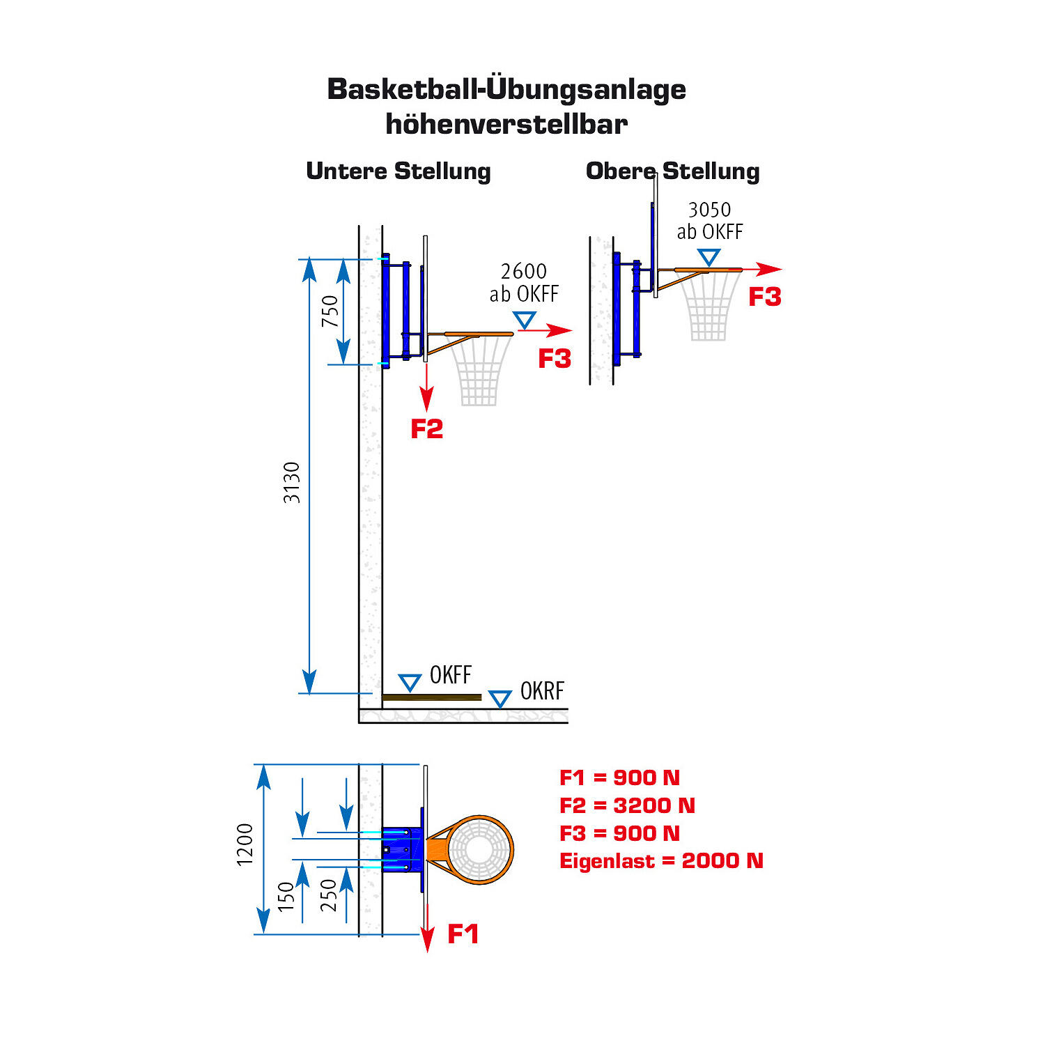 But de basket mural ajustable Avec réglage en hauteur Unisexe 2/2