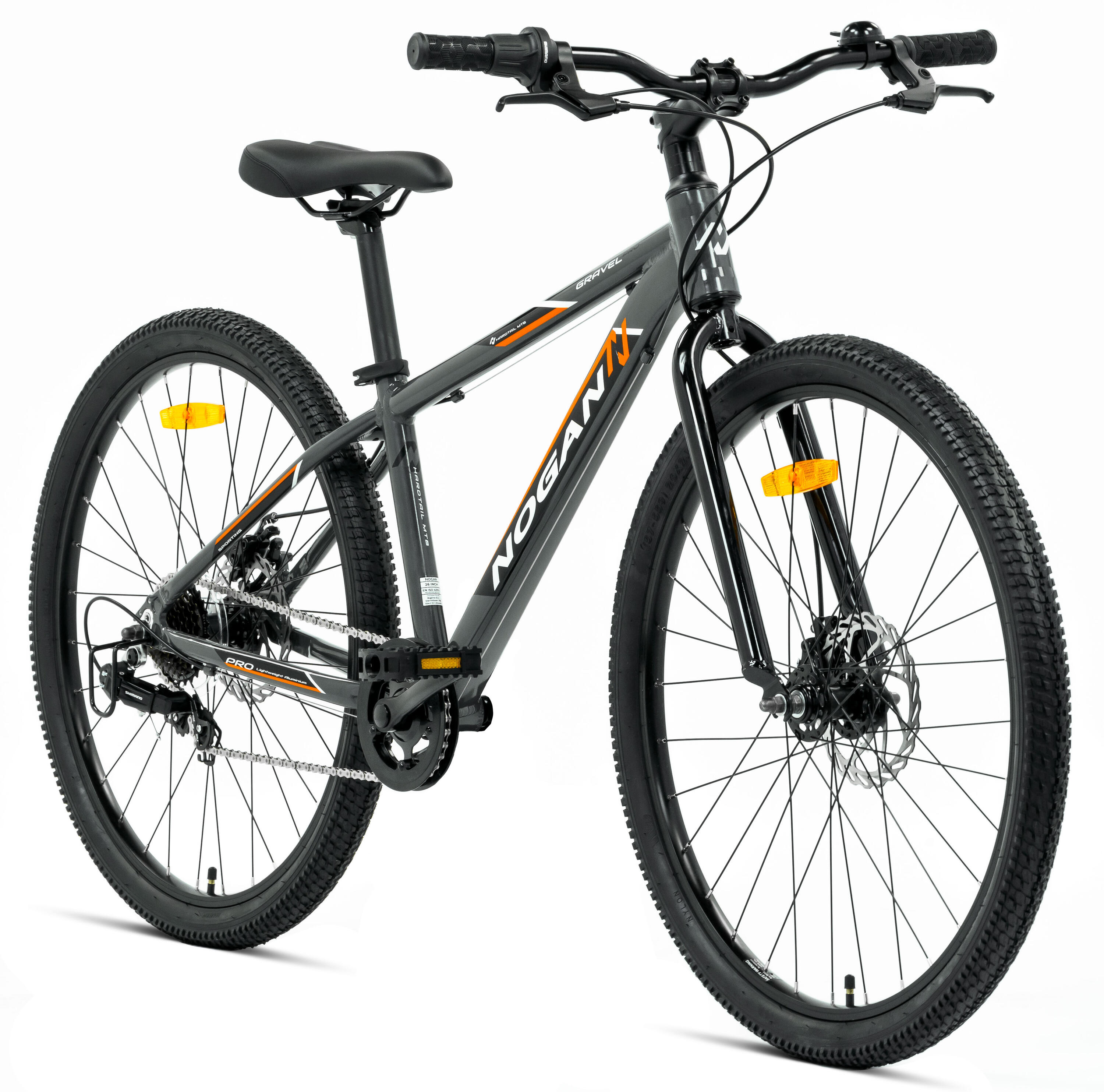 Vélo enfant léger Nogan Gravel PRO - 26 pouces - 7 vitesses - Gris 2/7