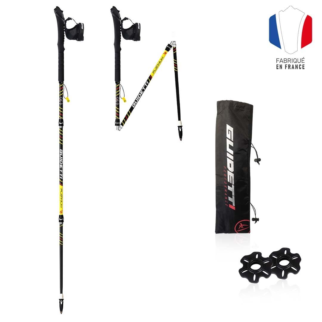 Guidetti - Bâtons De Trail Pliables En Carbone - Platinium Neo Perf - Bâtons De Trail - Jaune|rouge - 125 Cm - Decathlon