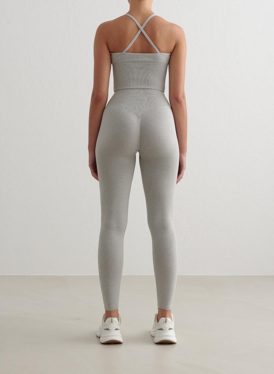 Femme Soutien-gorge de sport Sans Couture Dos Croisé Bralette Gris Mélangé 4/4