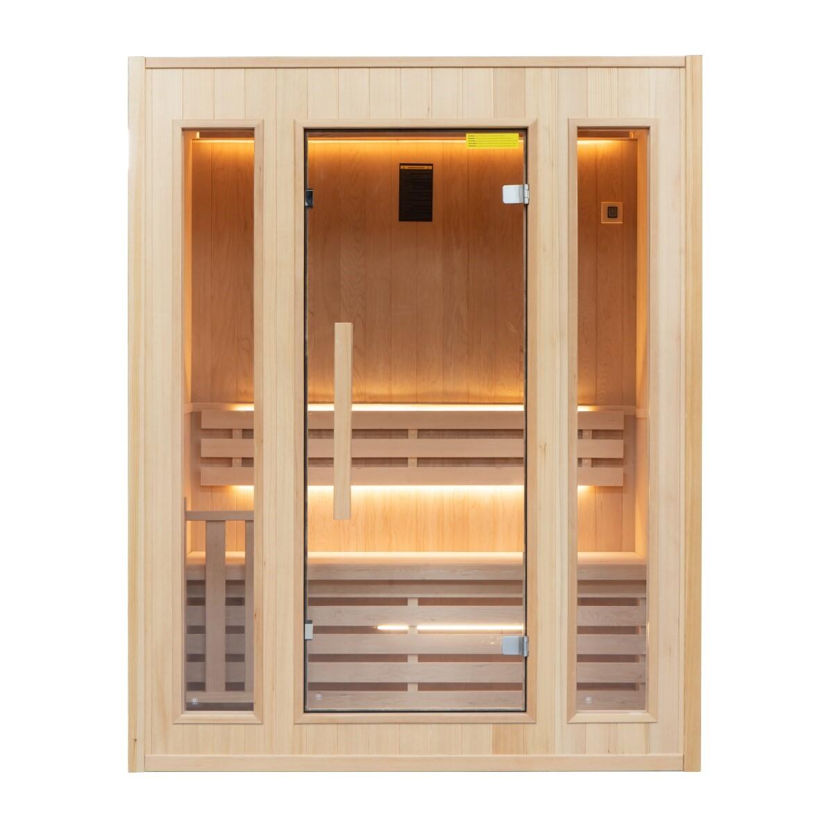 Tradycyjna sauna Zen 3-osobowa z kanadyjskiego świerku, piec i akcesoria 2/7