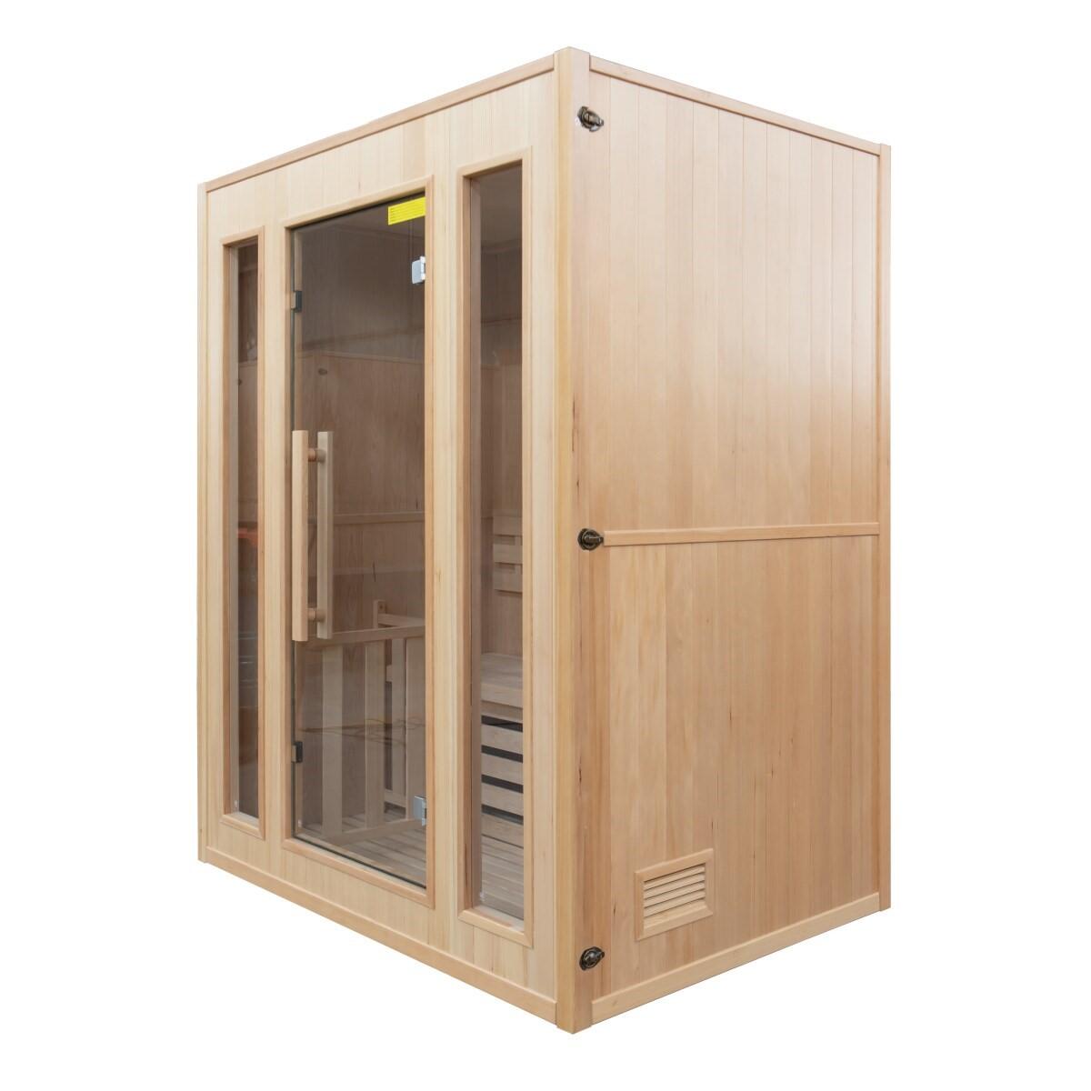 Tradycyjna sauna Zen 3-osobowa z kanadyjskiego świerku, piec i akcesoria 4/7