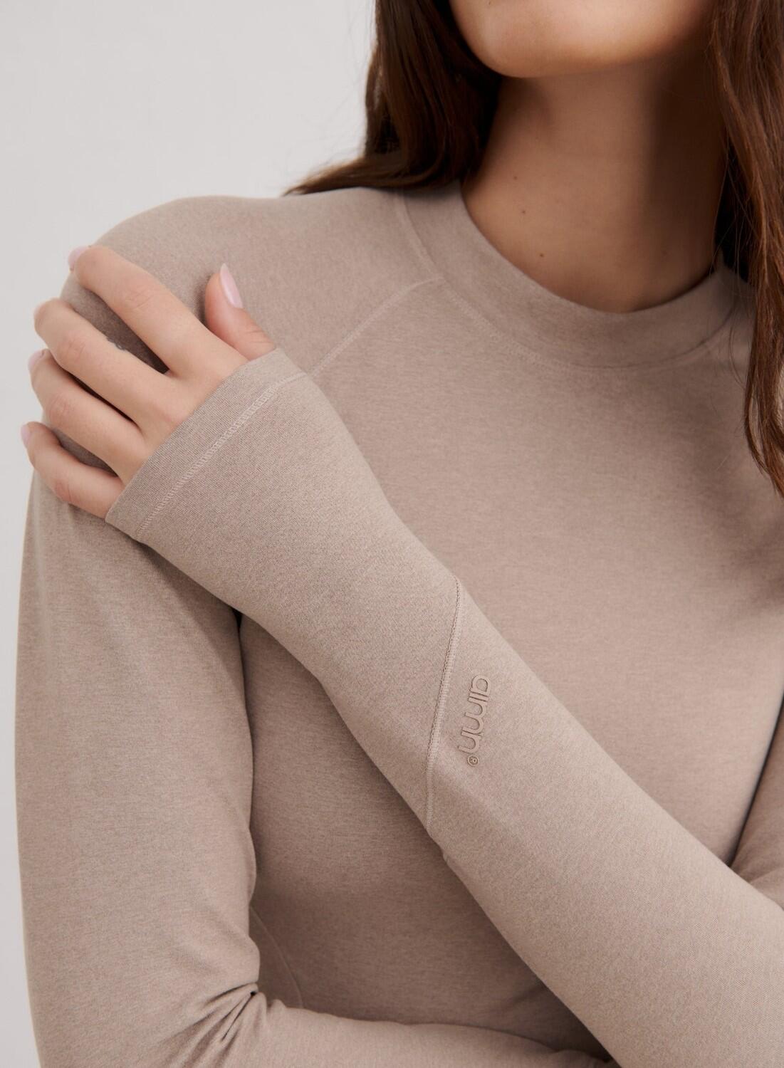 Femme Couche de Base à Manches Longues Évacuation humidité Marron Clair 4/4