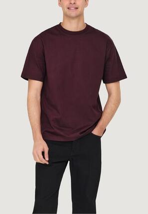 t-shirt crop top Onsfred Life Rlx Ss Tee Noos HOMME bordeaux