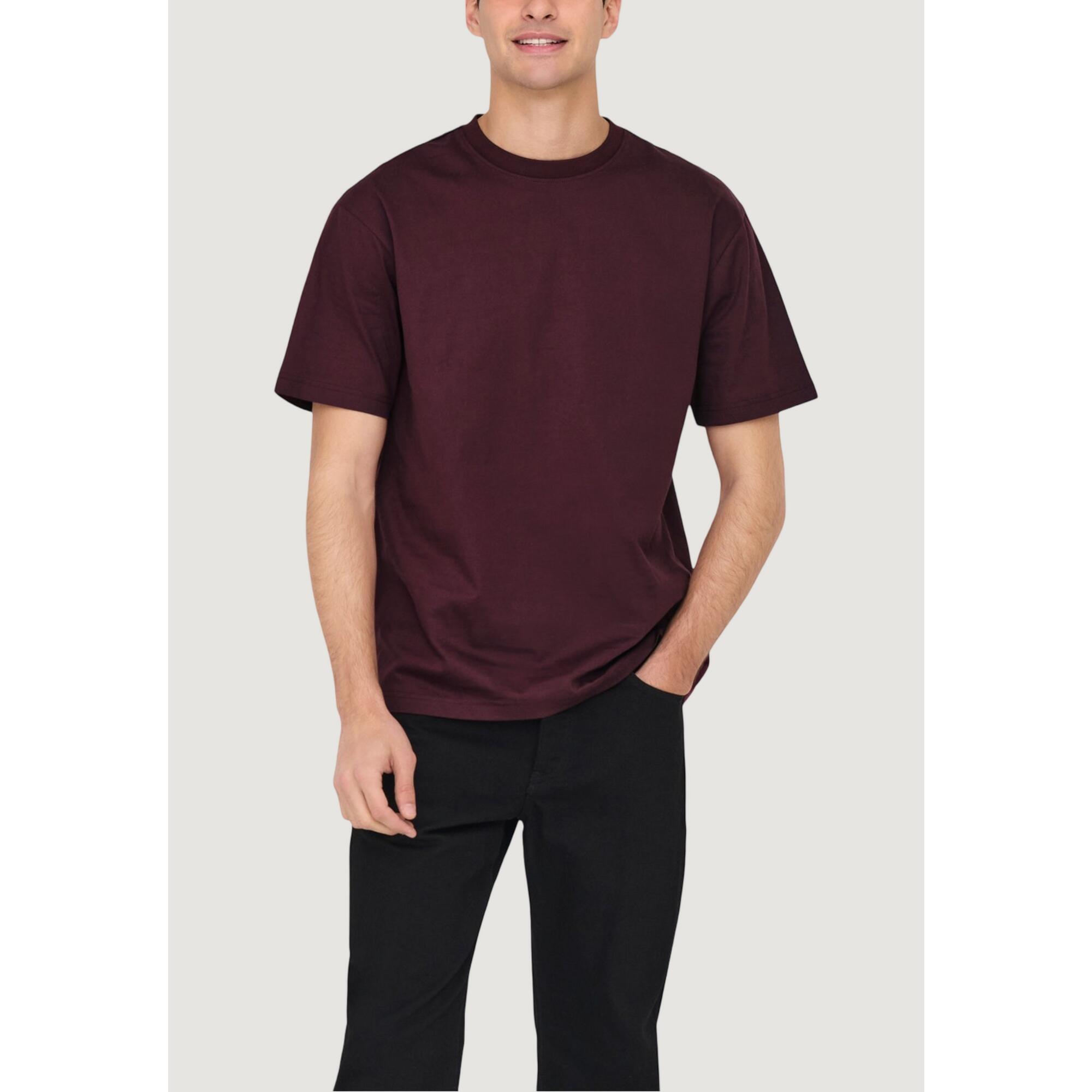 Only & Sons - T-shirt Crop Top Onsfred Life Rlx Ss Tee Noos Homme Bordeaux - T-shirt Crop Top - Rouge - Decathlon
