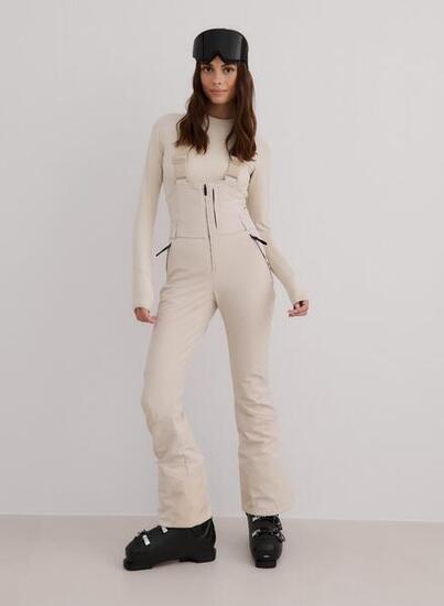 Damen Ski Latzhose Wasserdicht 3-lagig Atmungsaktiv Schneefang Schwarz