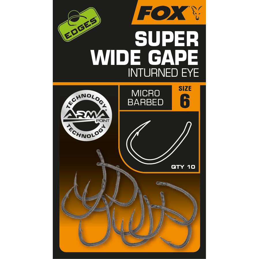 Lot de 10 hameçons Fox Edges Supe Wide Gape interned eye 2/4